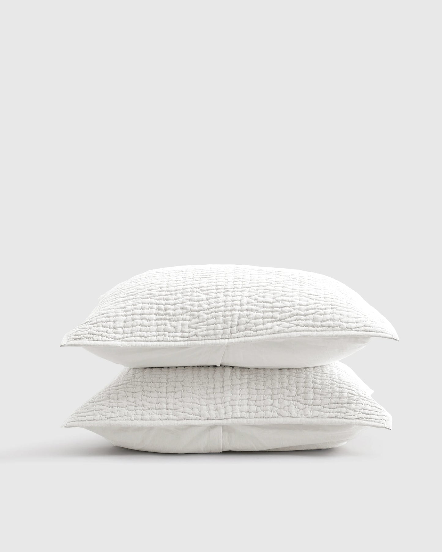 European Linen Cotton Stitch Sham Set - Standard / Stone