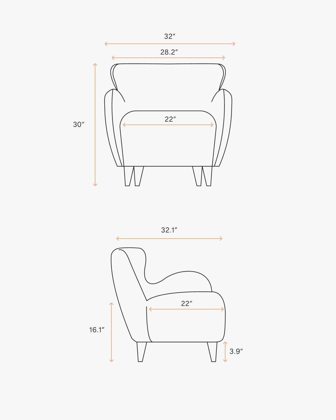 Teddy Boucle Petite Wingback Accent Chair - One Size / Oatmeal