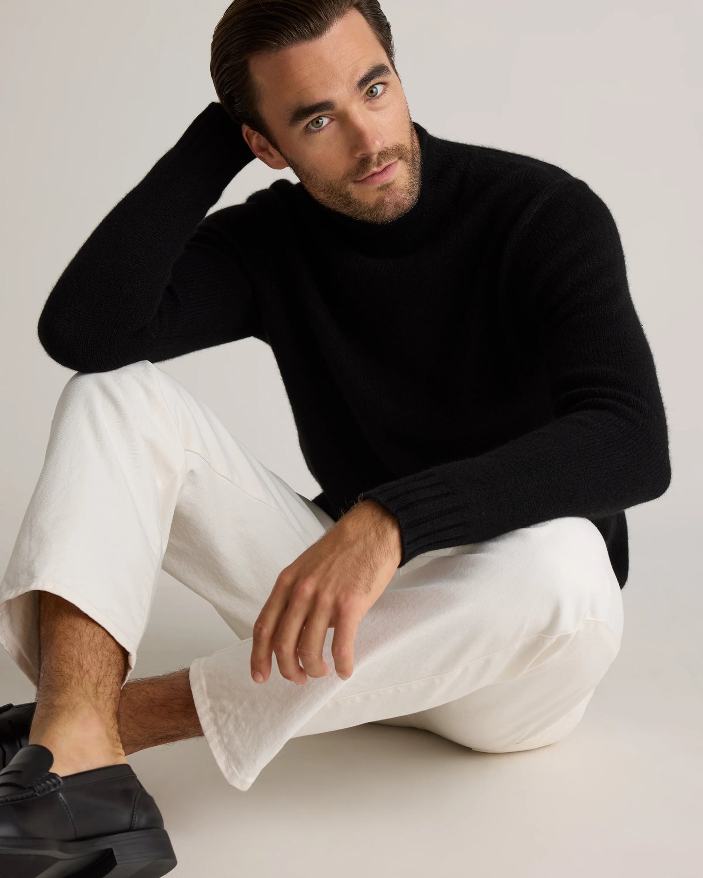 100% Yak Wool Roll Neck Sweater - XS / Black