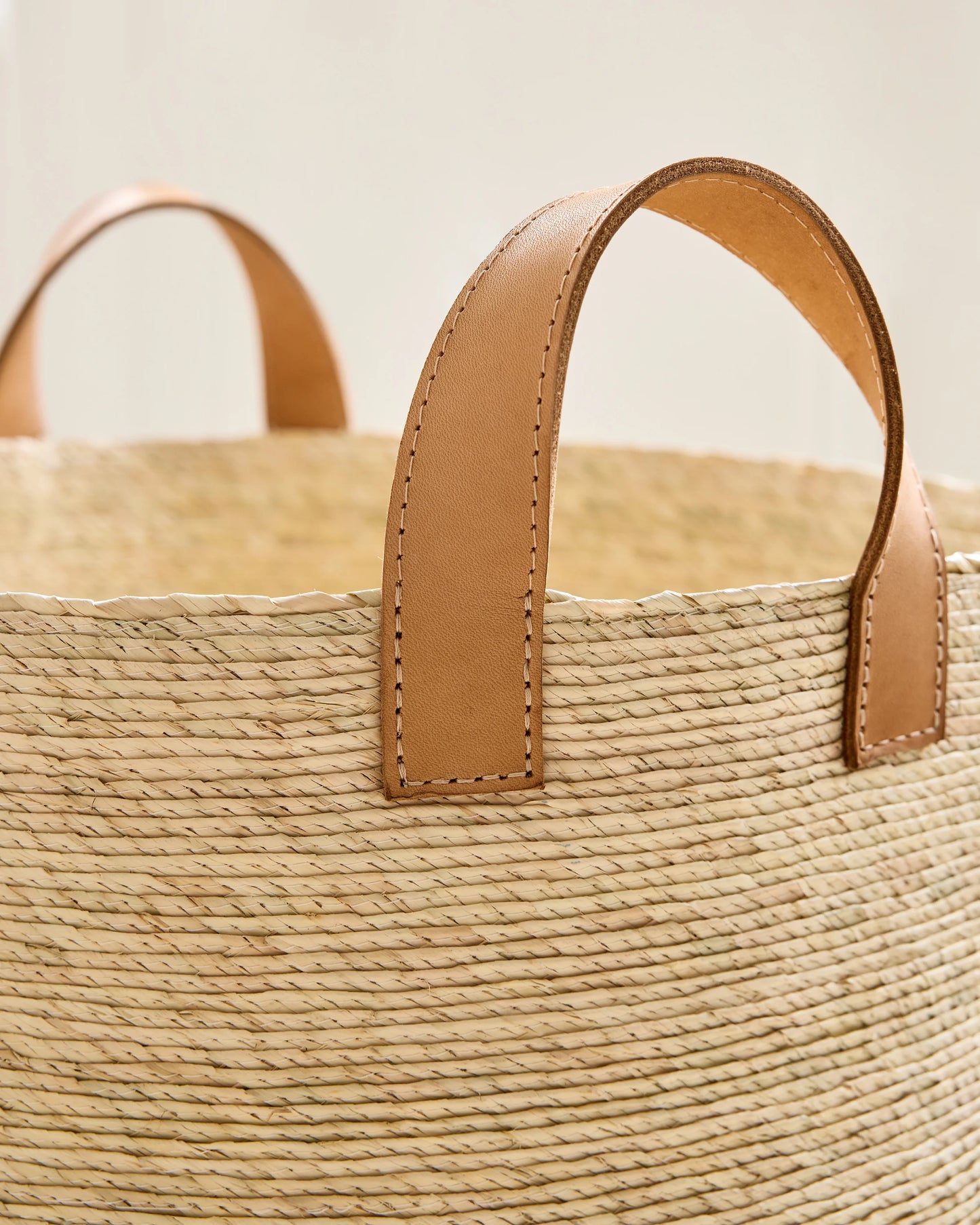 Handwoven Round Palm Baskets (Set of 3) - Set of 3 / Natural