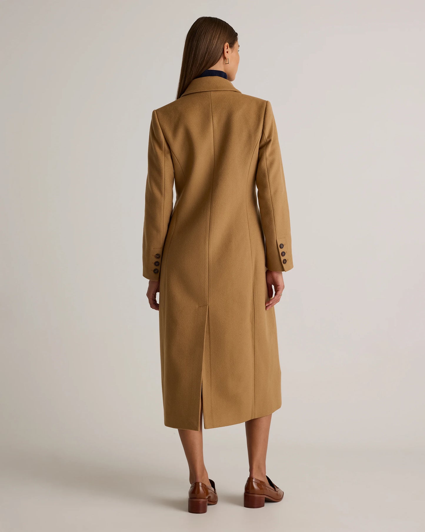 Italian Wool Tailored Long Coat - XS / Caramel