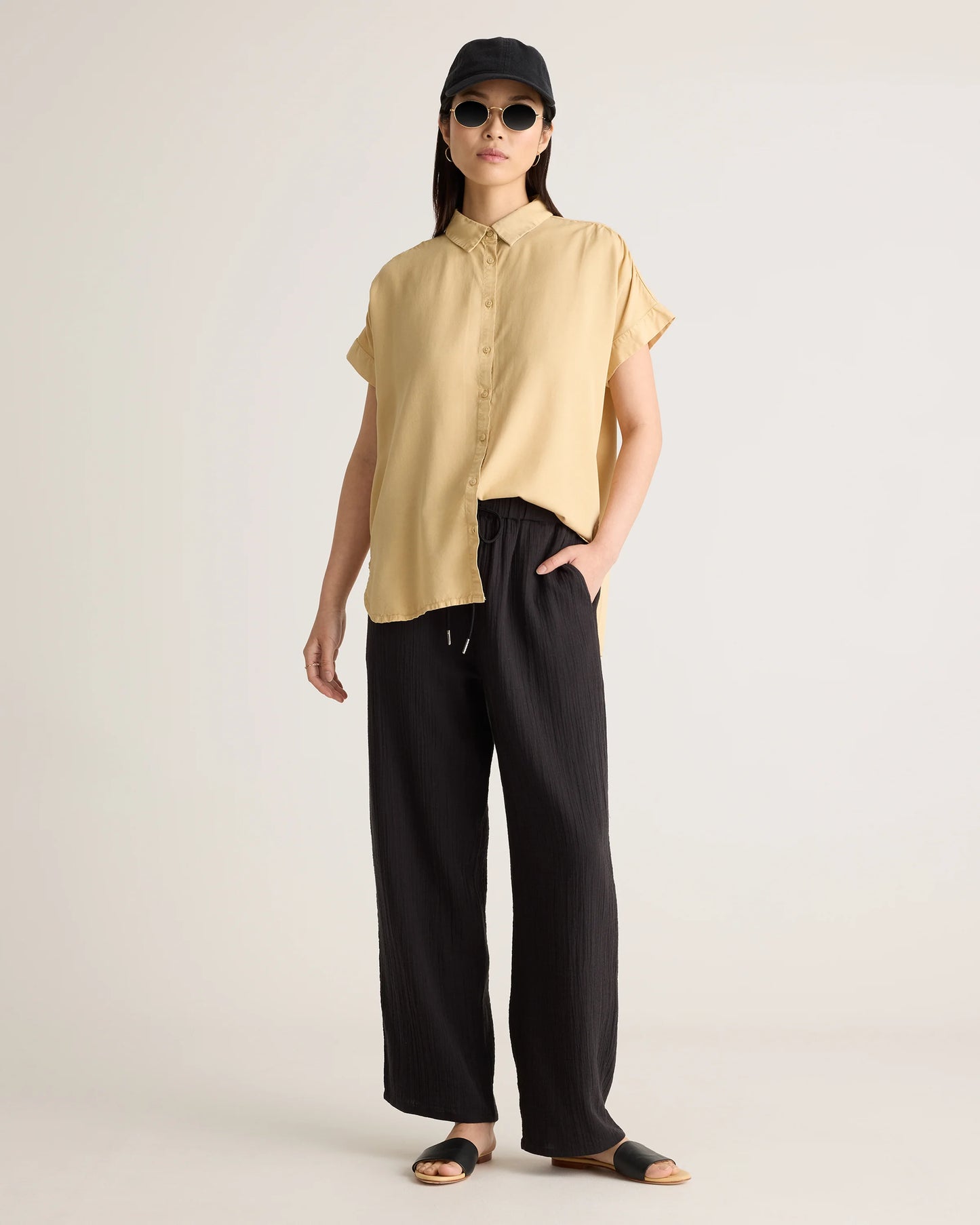 100% Organic Cotton Gauze Straight Leg Pants - XS / Spiced Orange