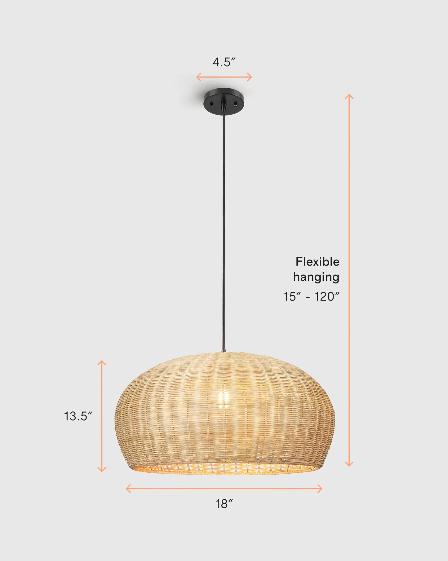 Natural Rattan Dome Pendant Light - One Size / Natural