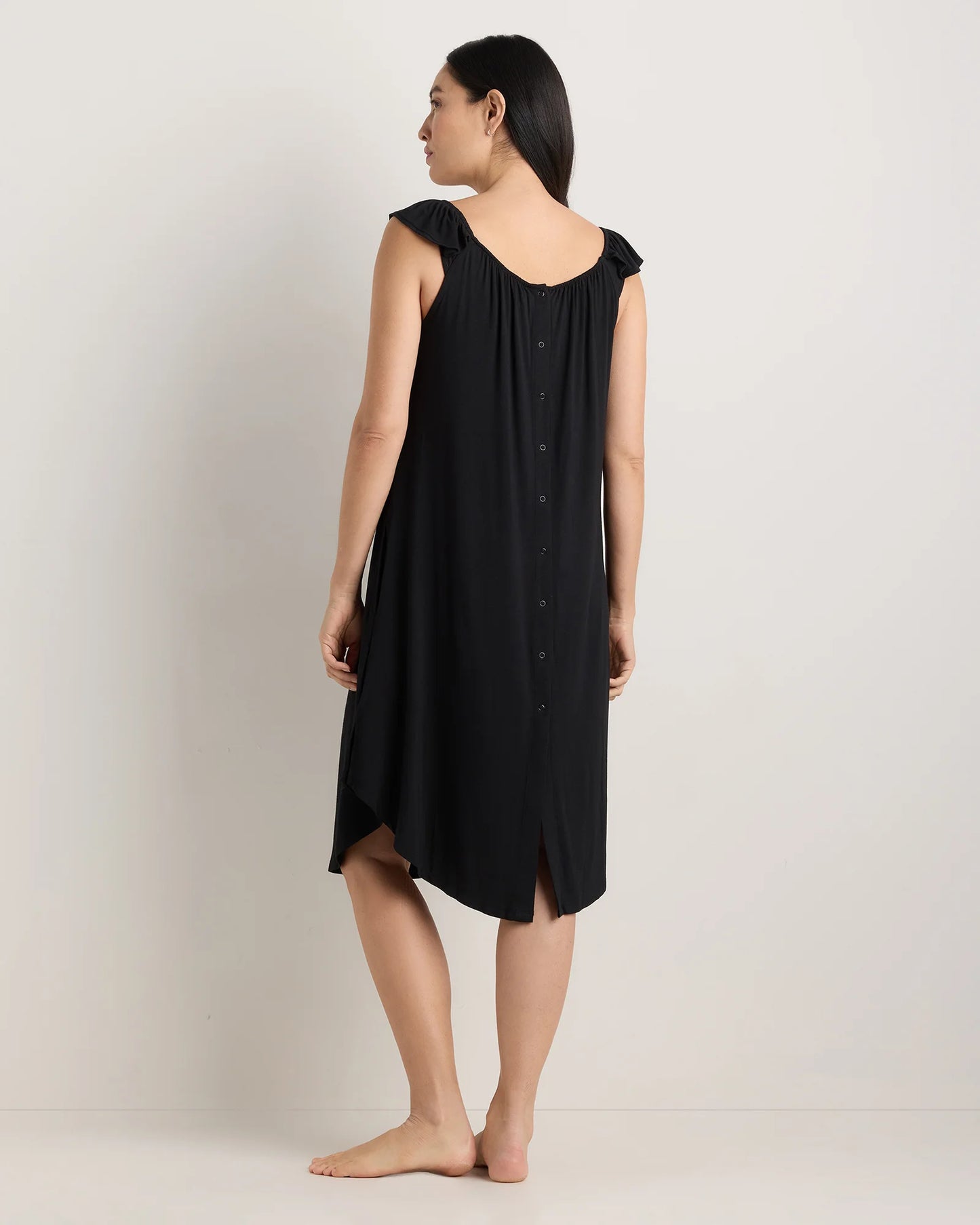 Bamboo Jersey Flutter Sleeve Labor and Delivery Gown - XS / Nocturnal Green
