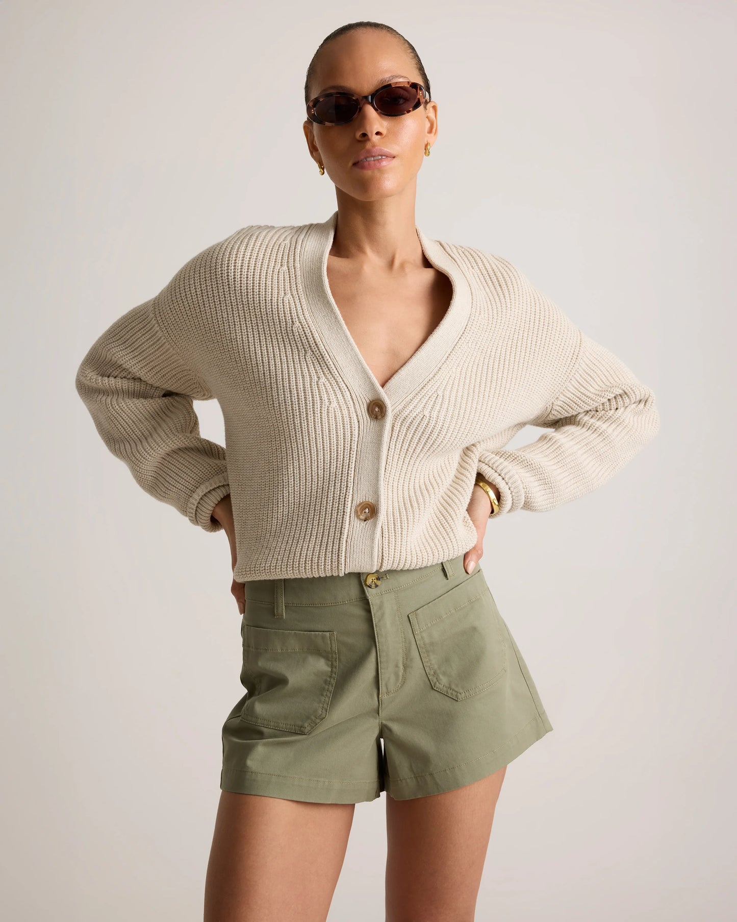 Stretch Cotton Chino Patch Pocket Shorts - 0 / Frost