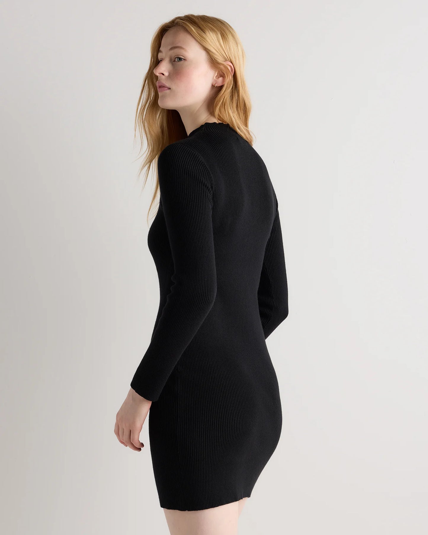 Cotton Cashmere Mock Neck Mini Dress - XS / Mocha Heather