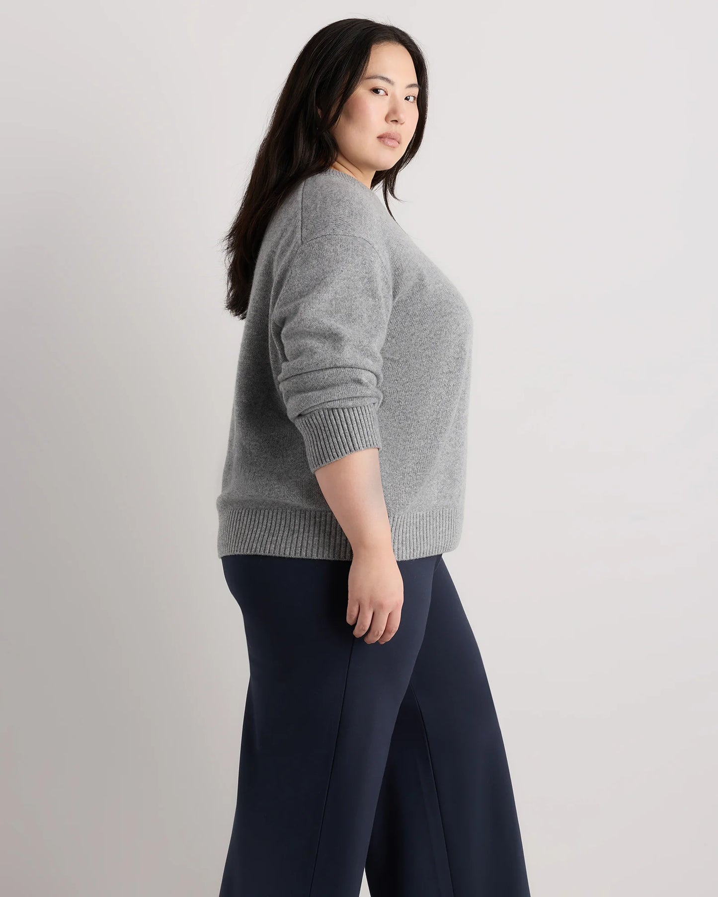 Mongolian Cashmere Oversized Crewneck Sweater - 1X / Oatmeal