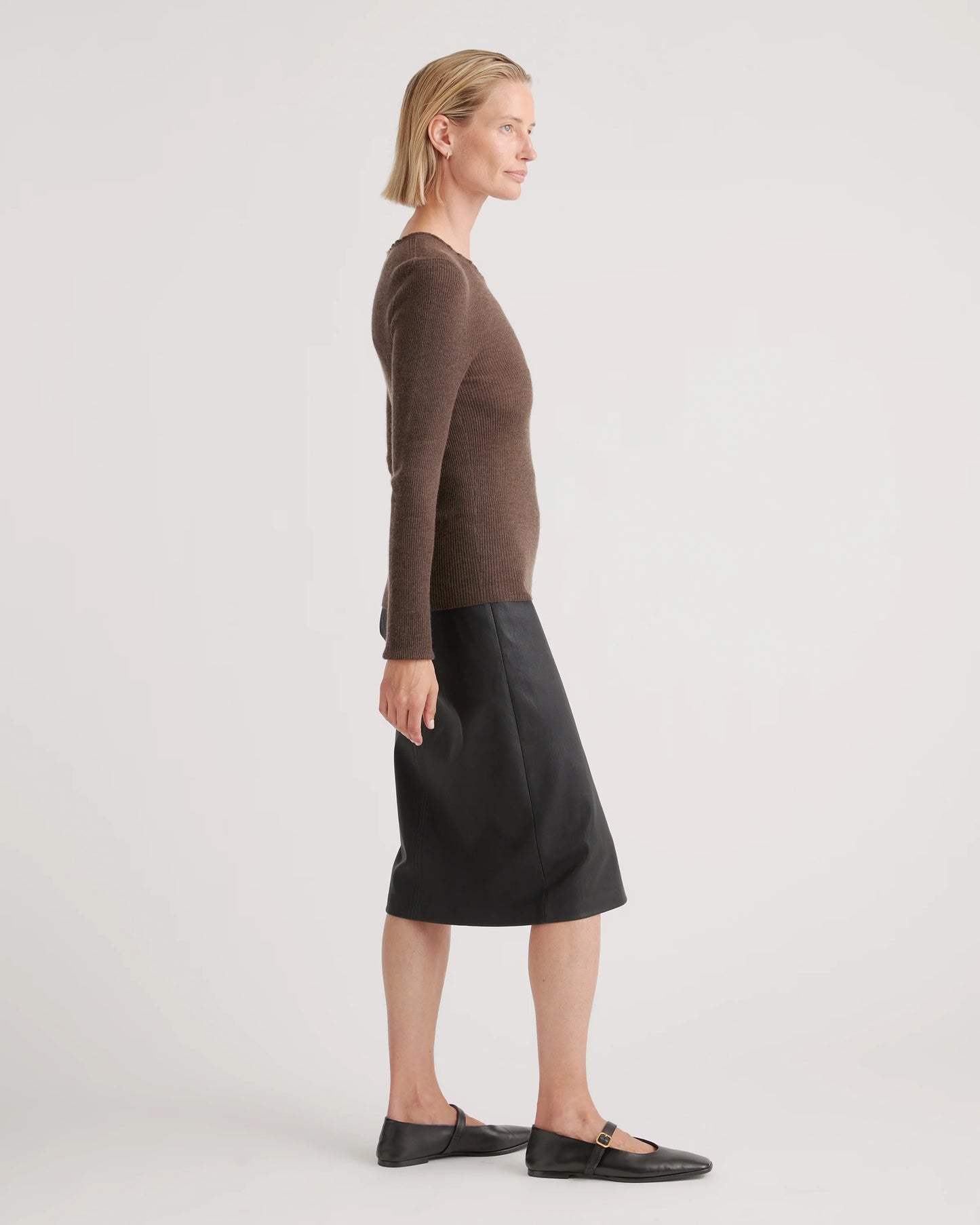 Featherweight Cashmere Ribbed Crewneck Sweater - XS / Charcoal