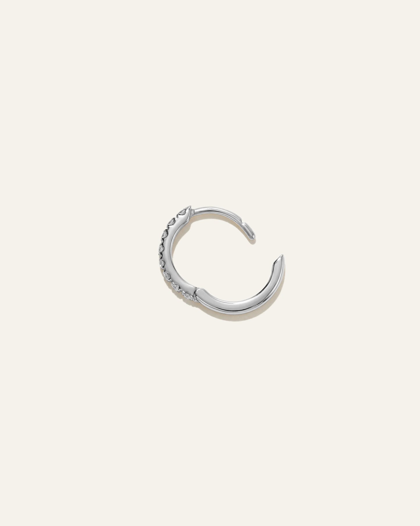 14K Gold Pave Diamond Second Piercing Tiny Huggie - Single - One Size / Yellow Gold