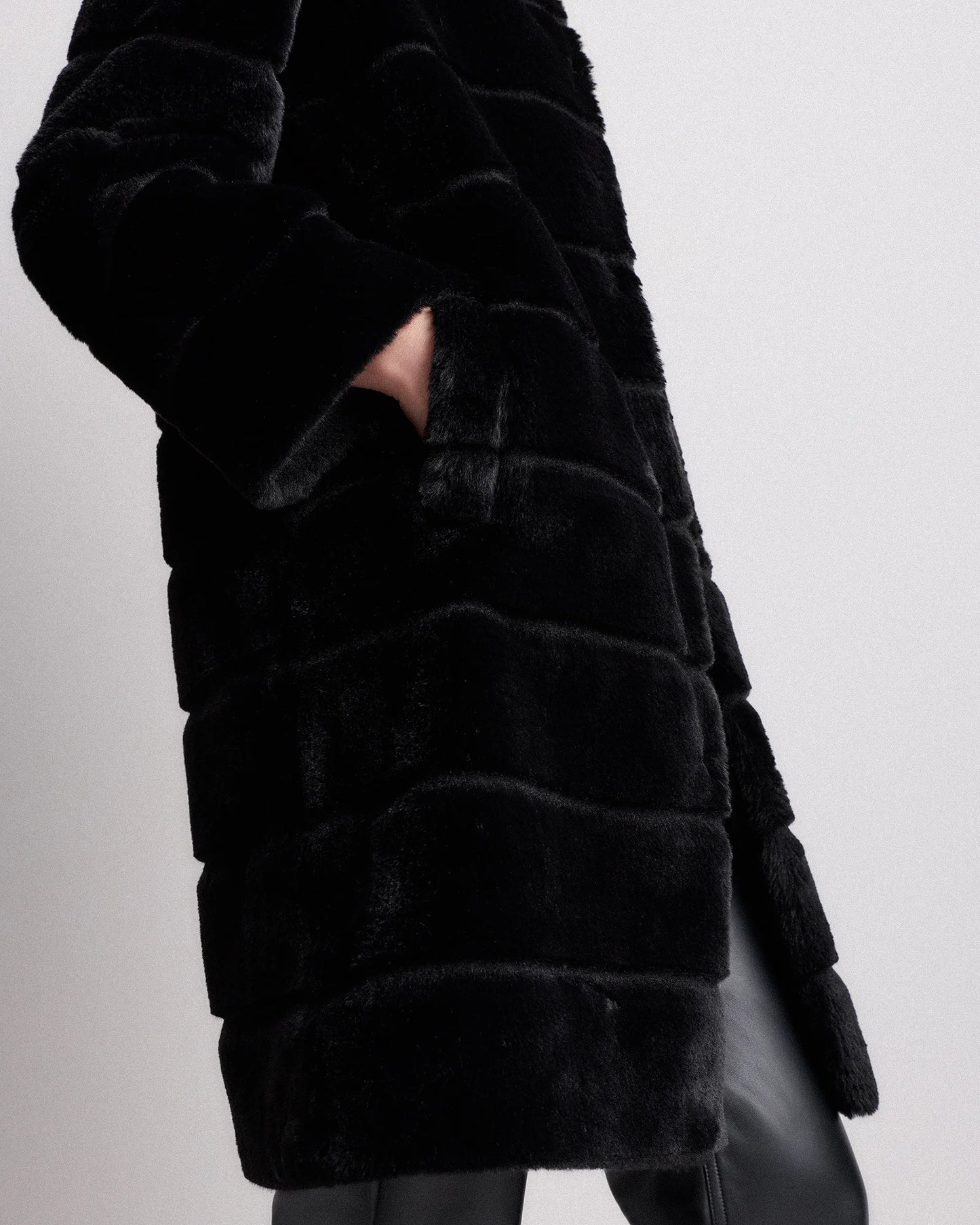 Faux Fur Long Coat - XS / Latte