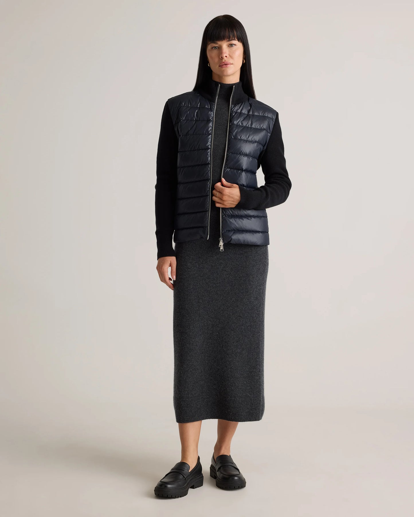 Mixed Media Down and Cashmere Jacket - XS / Oatmilk