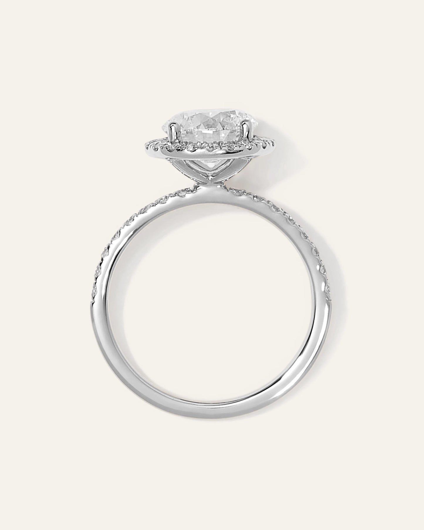 Lab Grown Diamond Round Halo Pave Engagement Ring - 2ct - 4 / Yellow Gold
