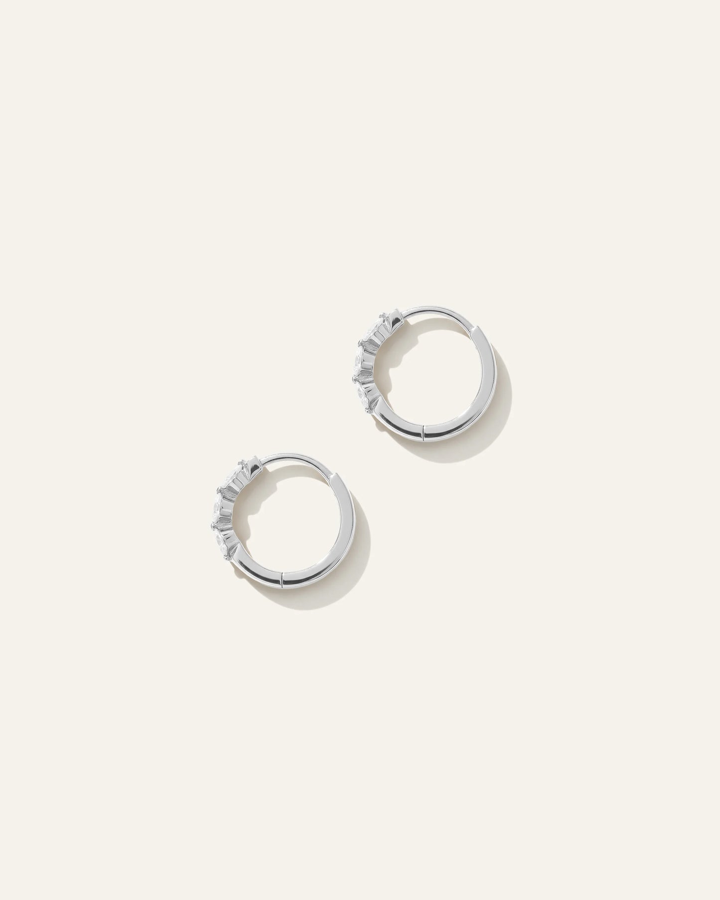 14K Gold Lab Grown Diamond Shared Prong Huggie - One Size / Yellow Gold