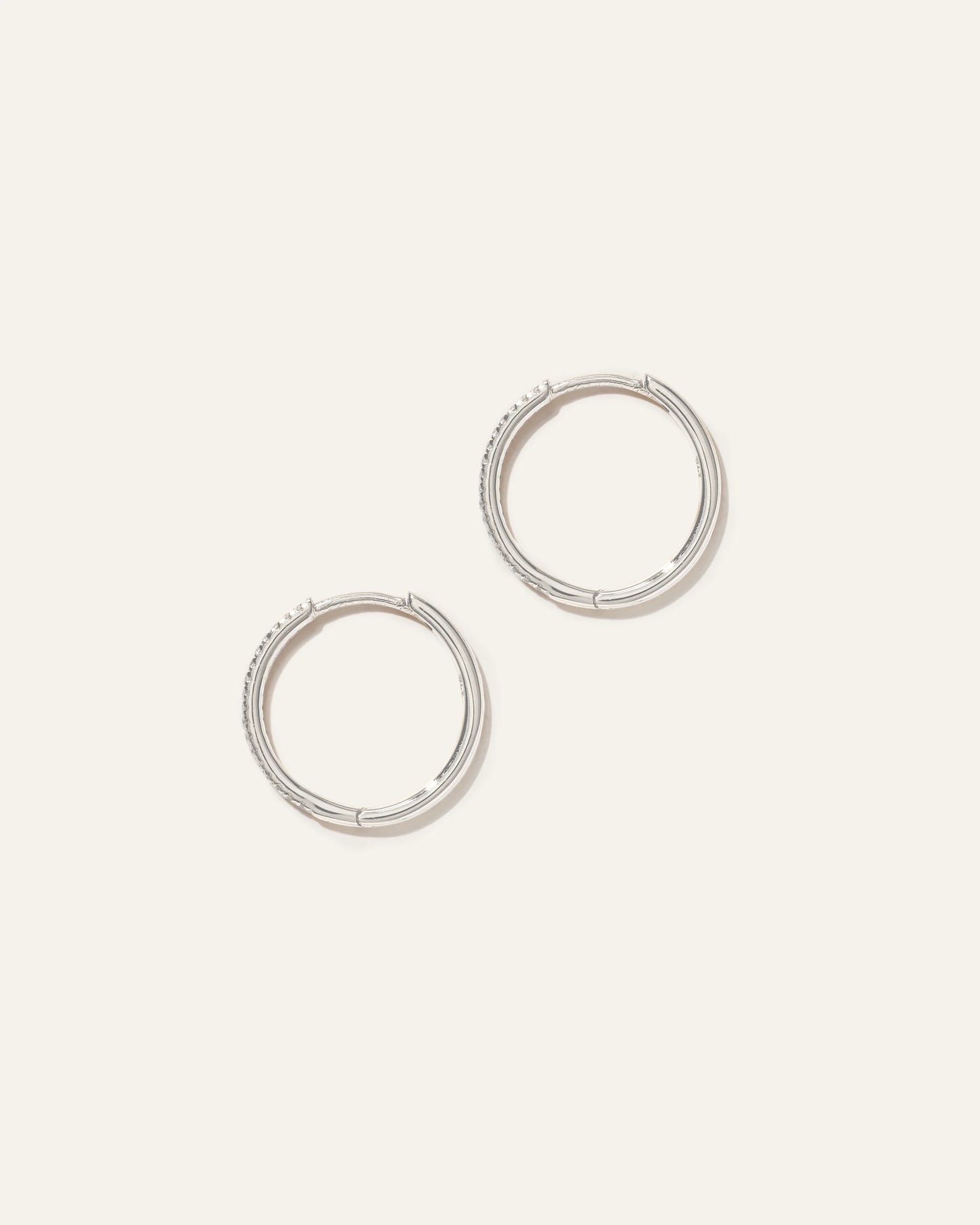 14K Gold Diamond Pave Hoops - One Size / Yellow Gold