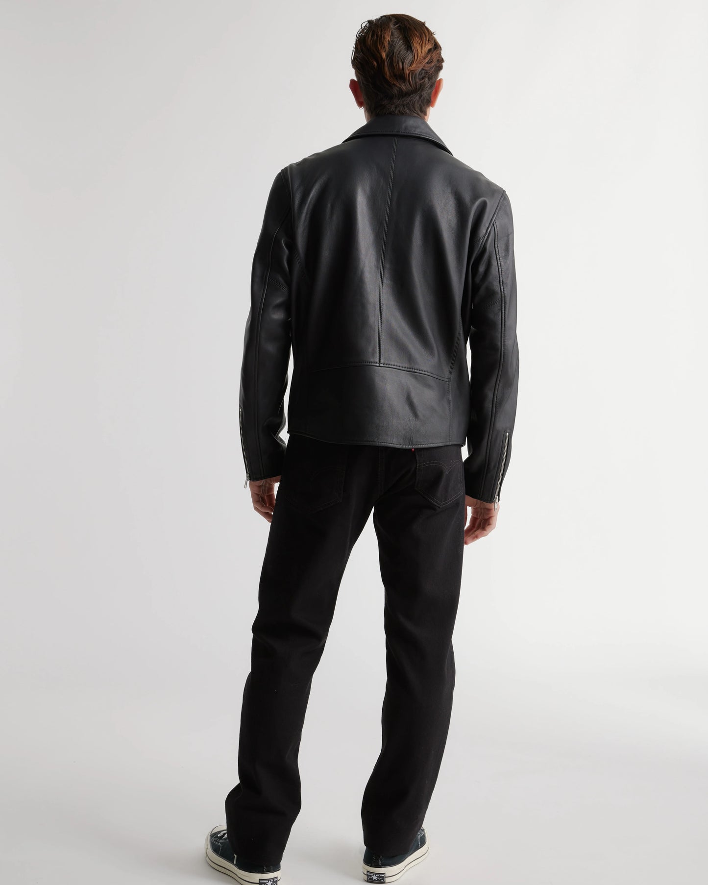 100% Leather Motorcycle Jacket - S / Black