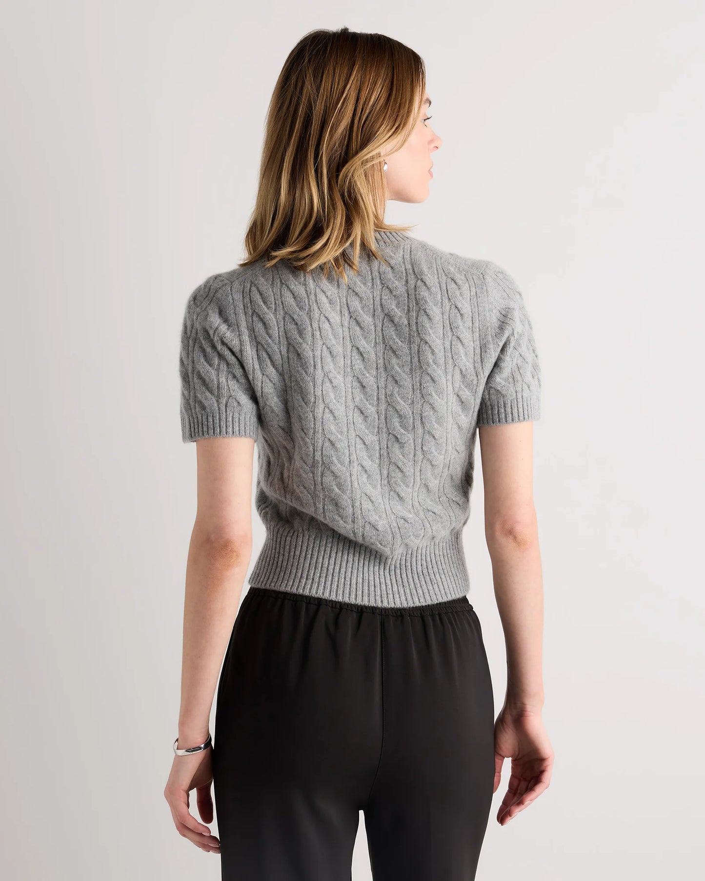 Mongolian Cashmere Shrunken Cable Tee - XS / Ivory