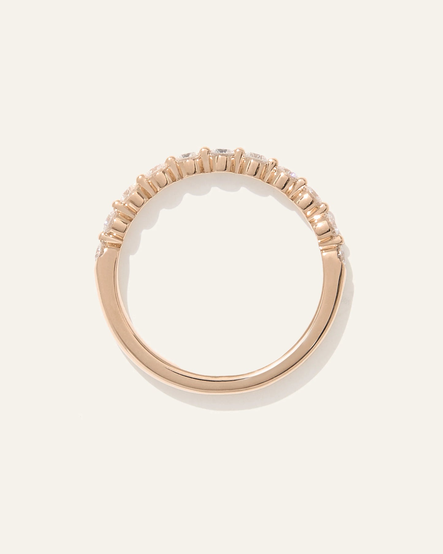 Lab Grown Diamond Single Shared Prong Halfway Band - 4 / Yellow Gold