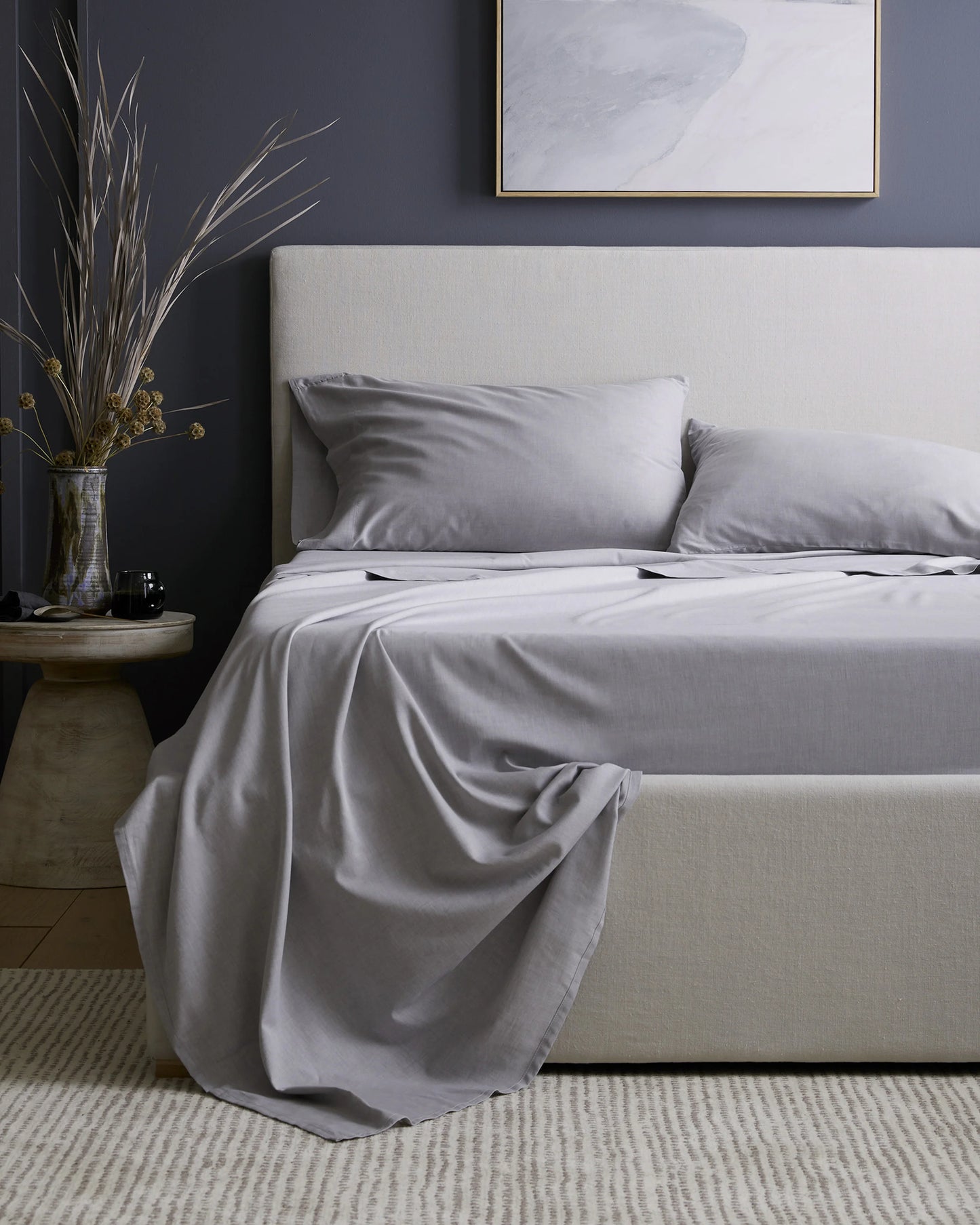 Mongolian Cashmere Cotton Pillowcase Set - Standard / Grey