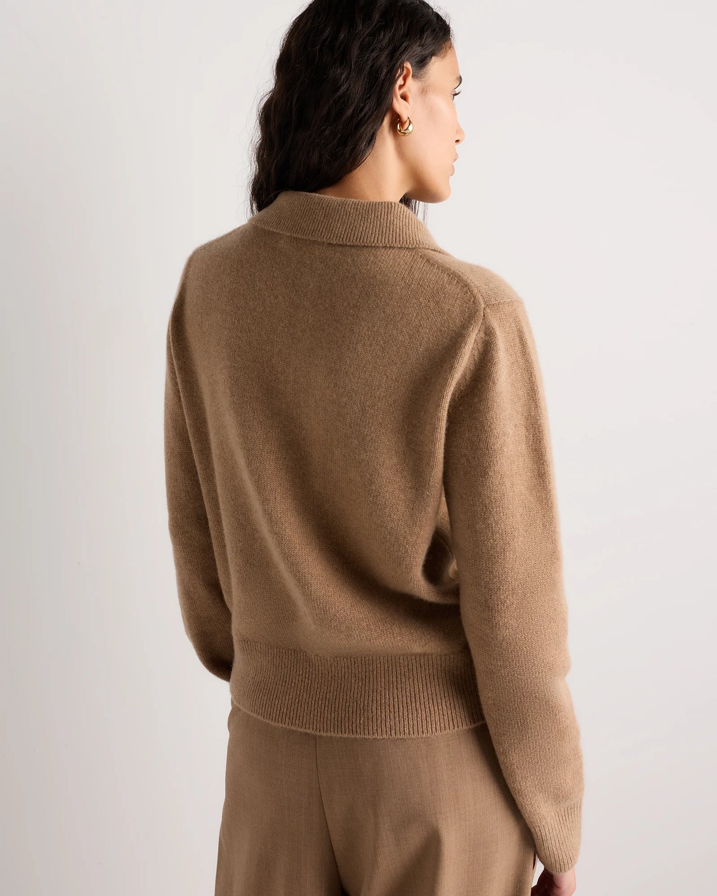 Mongolian Cashmere Button Polo Sweater - XS / Black