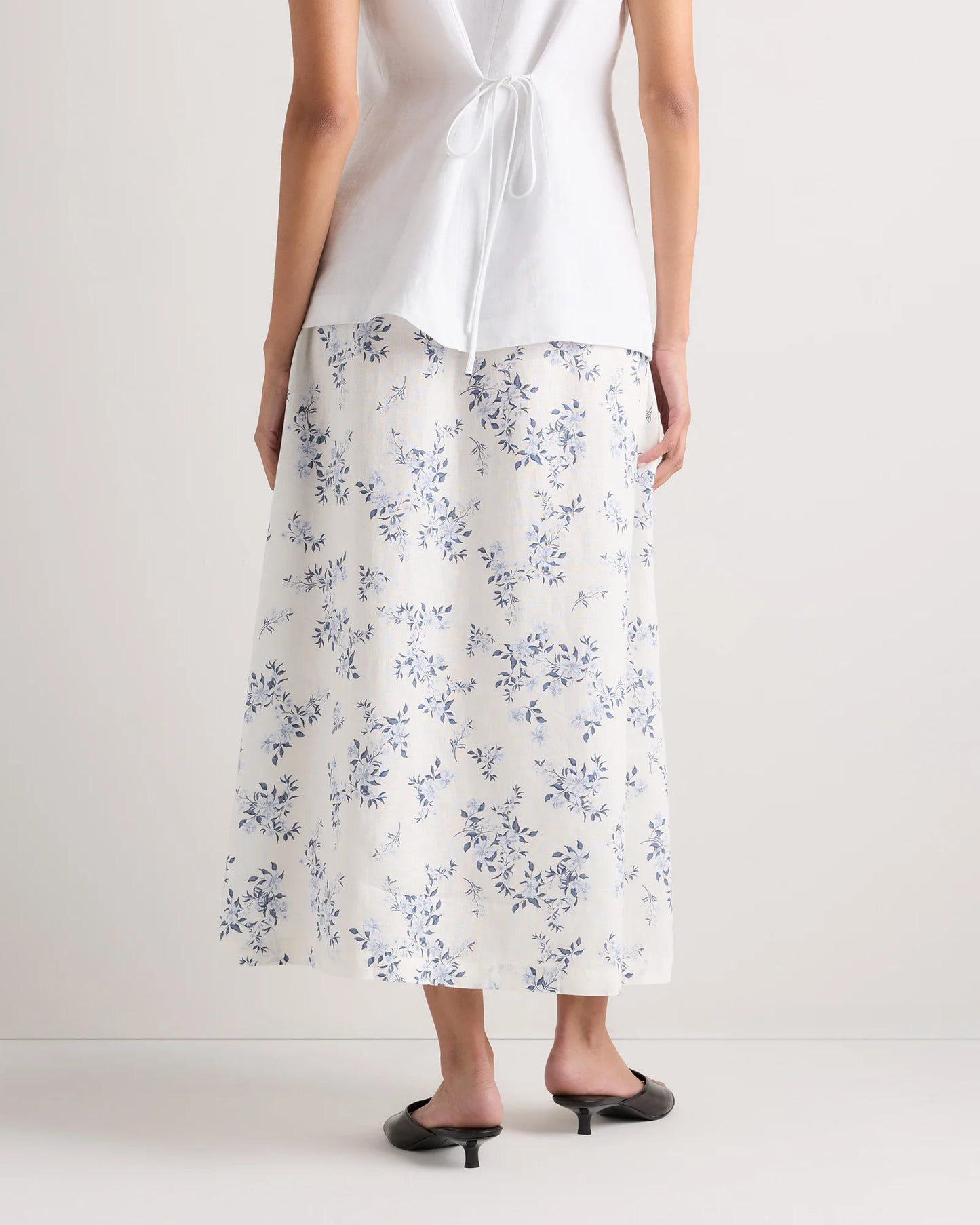 100% European Linen Maxi Skirt - XS / Classic Mini Gingham