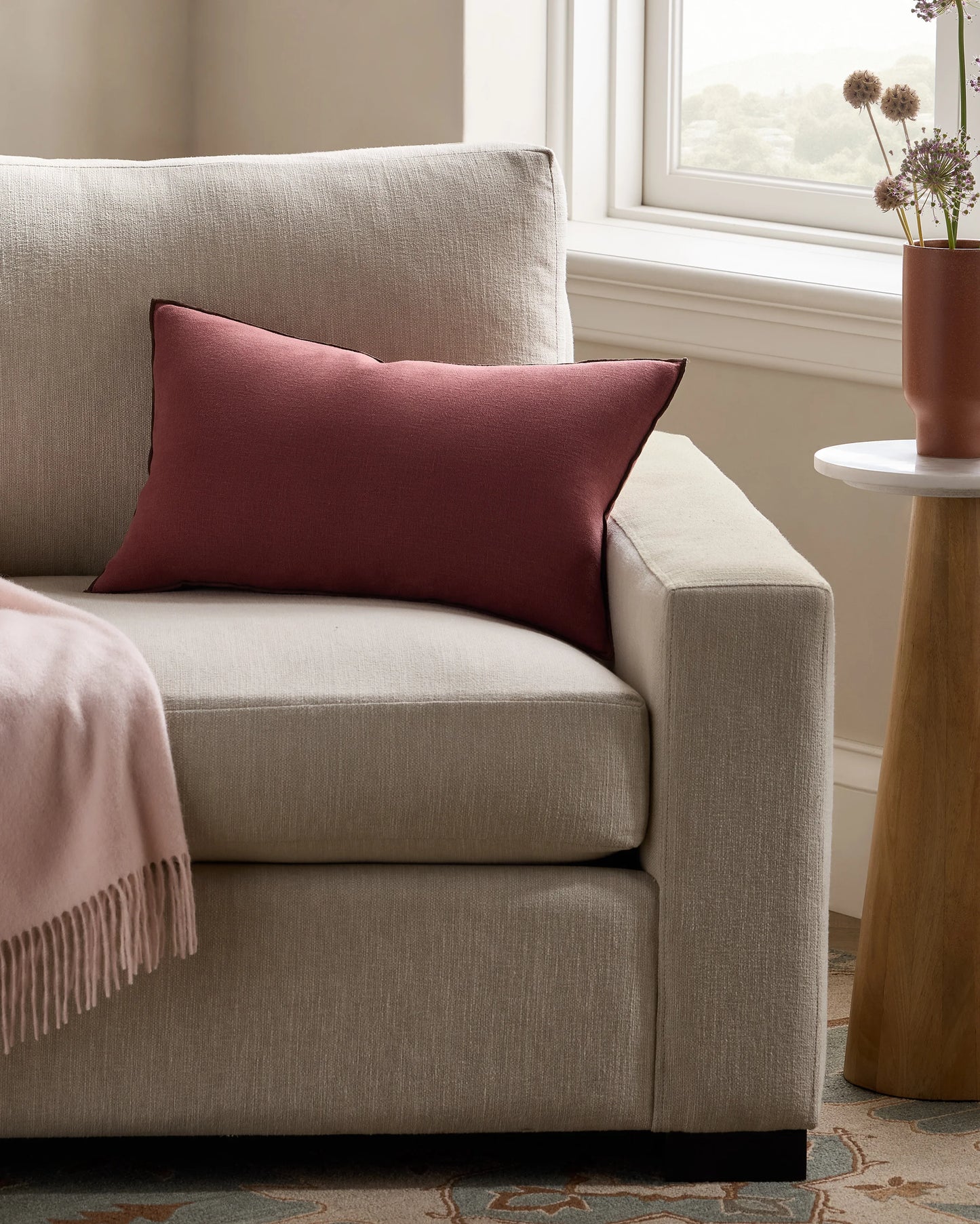 Contrast European Linen Pillow Cover - 12x20 / Sage/Pine