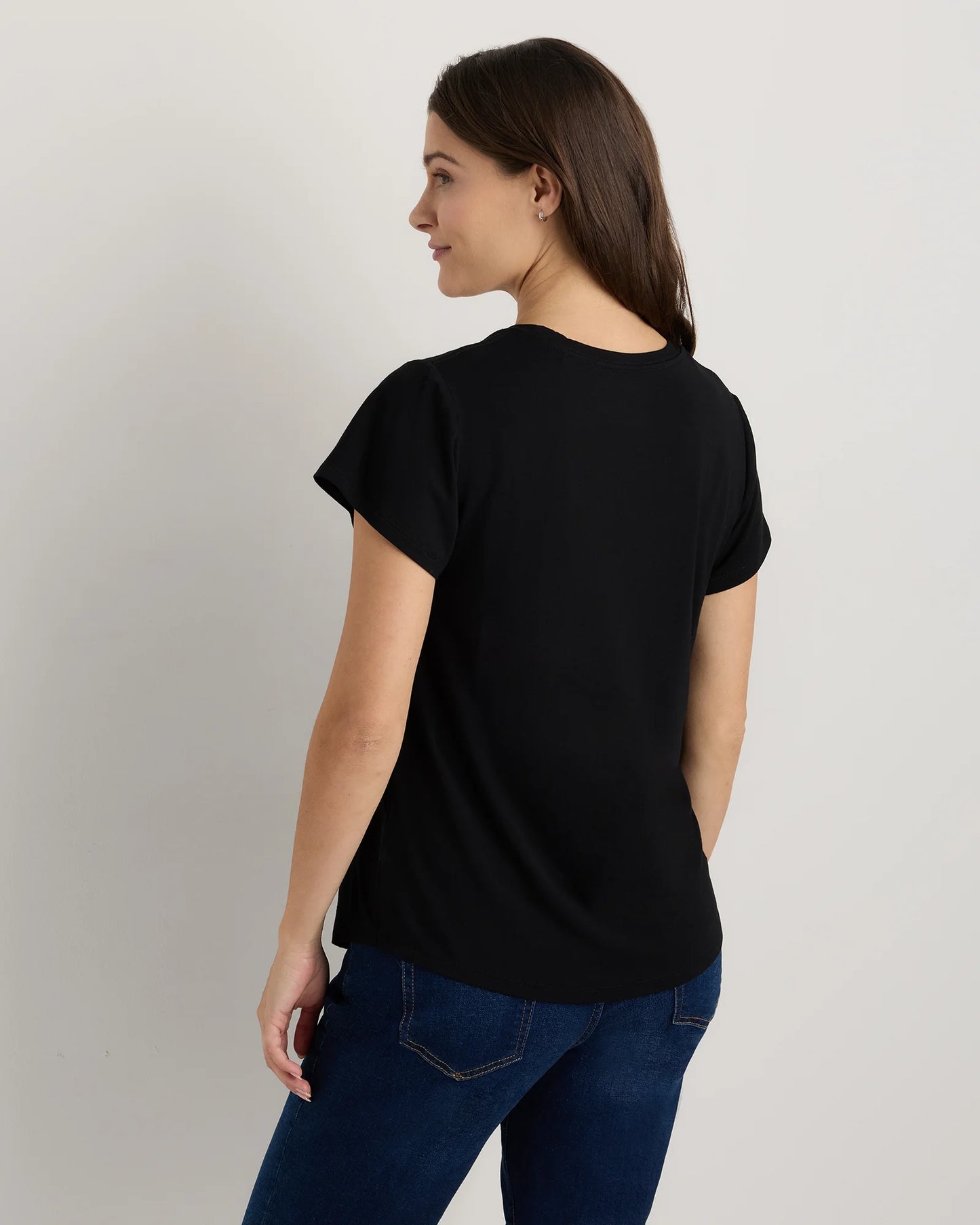 Bamboo Jersey Nursing Scoop Neck Tee - XS / Nocturnal Green
