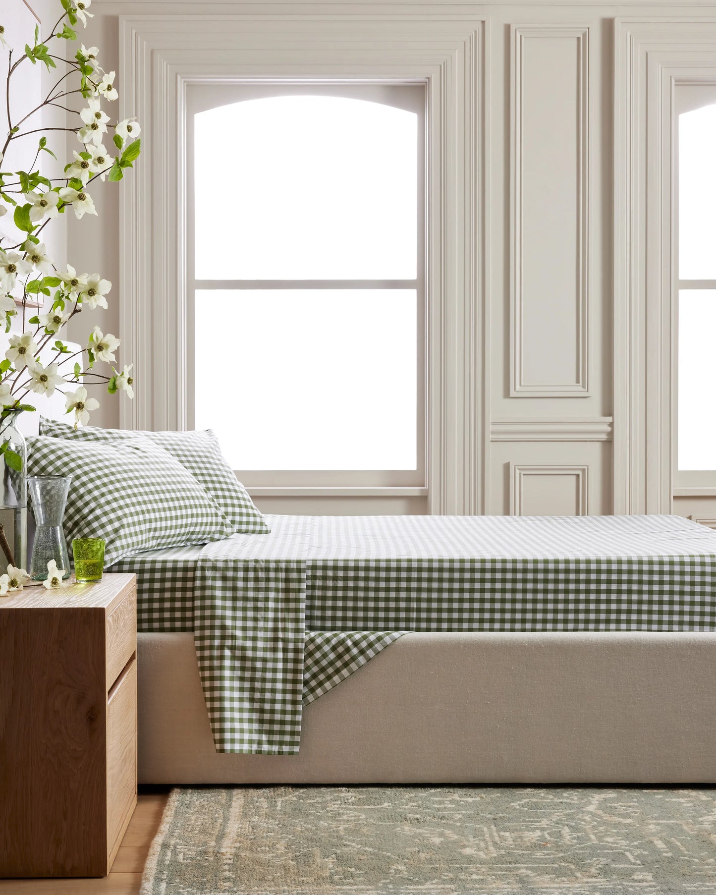 Organic Crisp Percale Gingham Pillowcase Set - Standard / Cafe