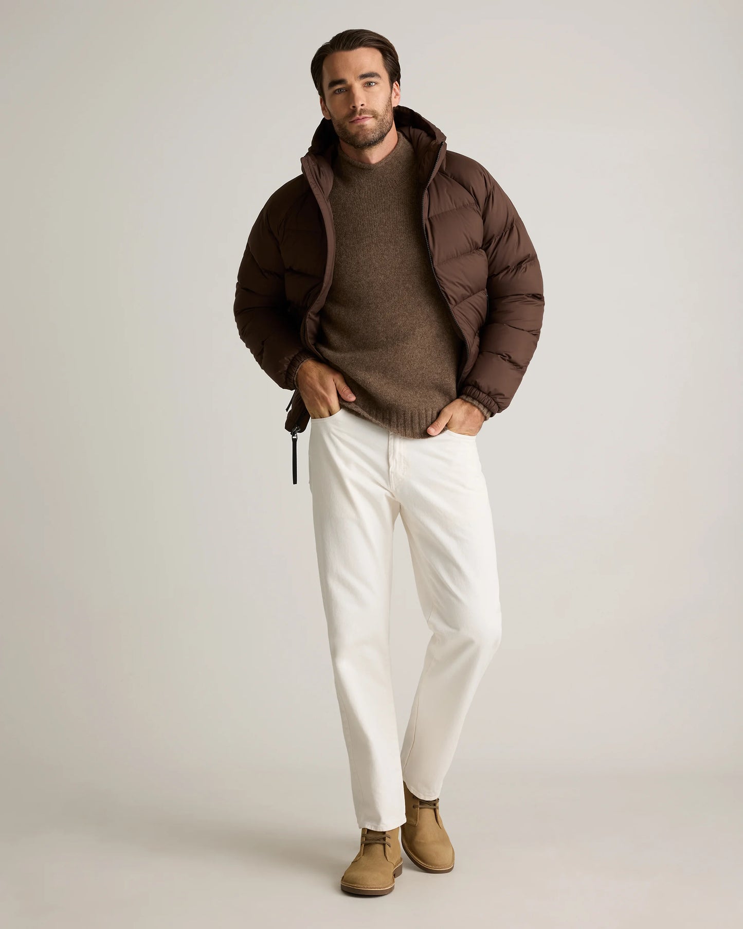 Responsible Down Puffer Jacket with Hood - S / Hot Fudge