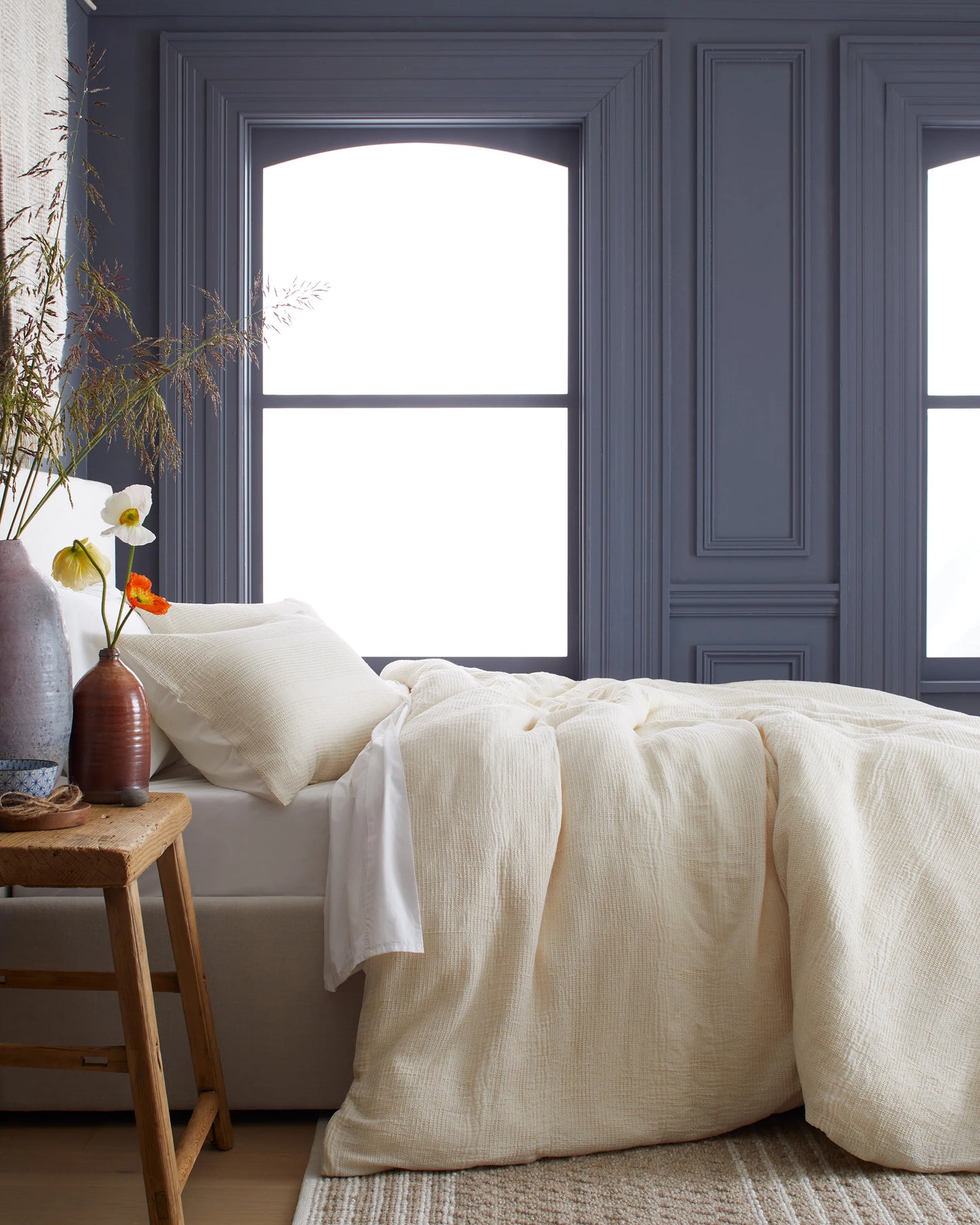 Organic Cotton Waffle Stripe Sham Set - Standard / Sand