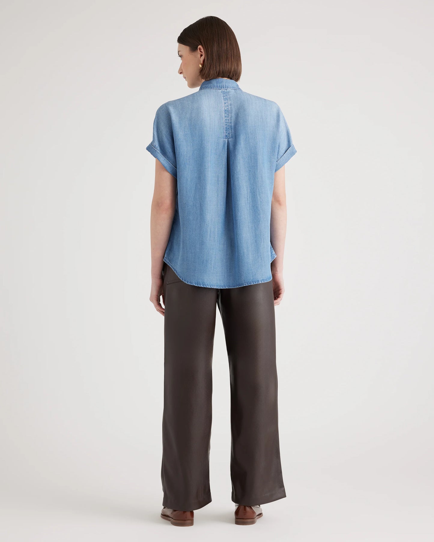 Chambray Tencel Short Sleeve Shirt - XS / Light Indigo