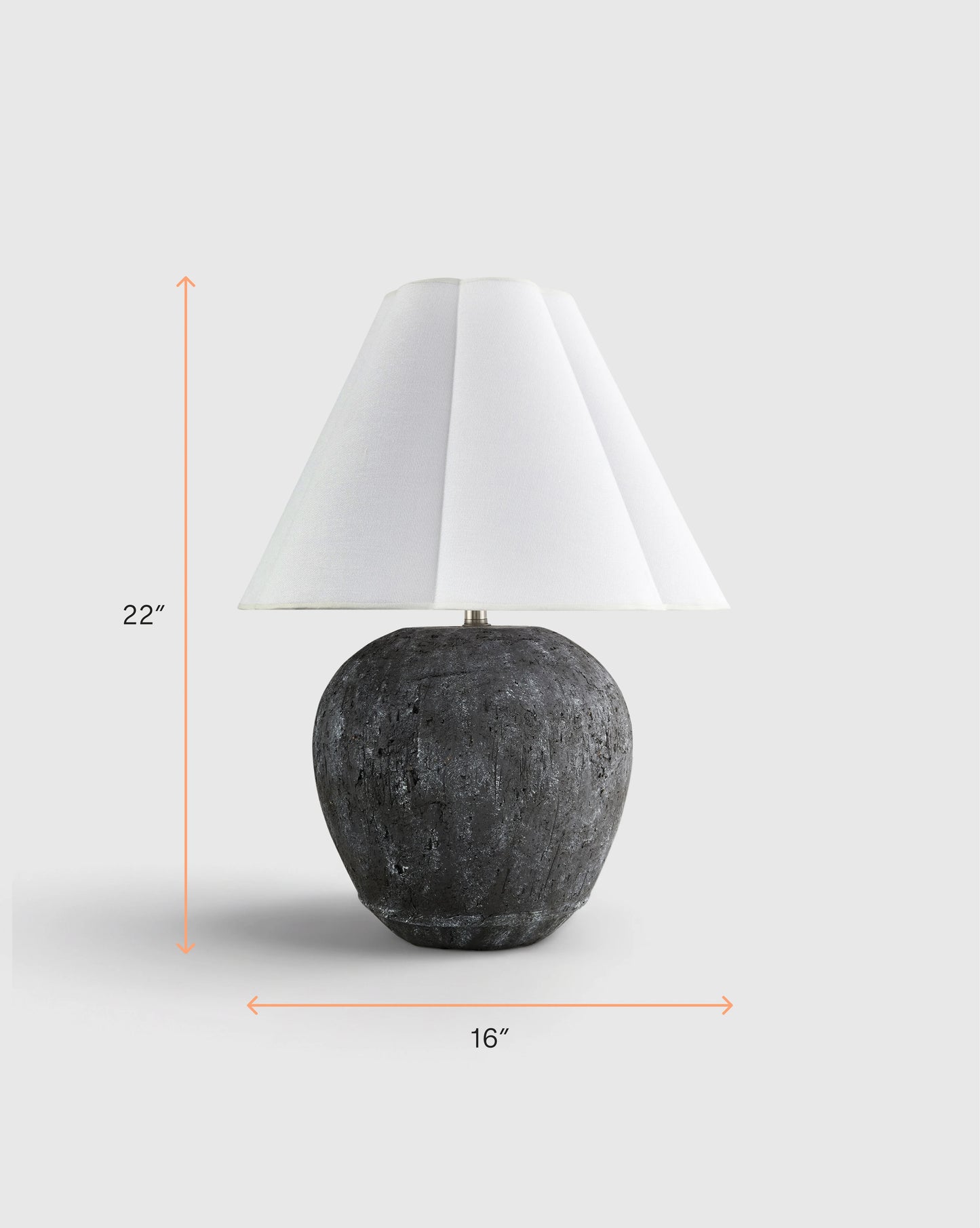 Rustic Cement Table Lamp with Fluted Shade - One Size / Black