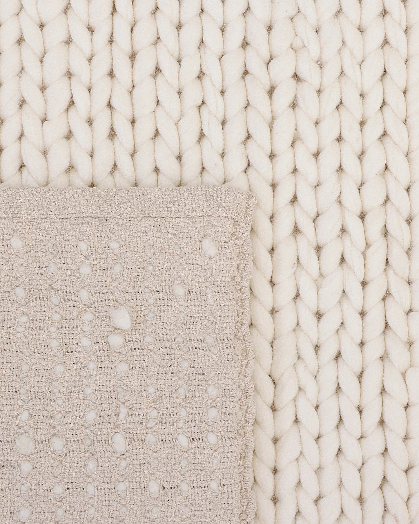 Chunky Hand Braided Wool Rug - 3' x 5' / Neutral