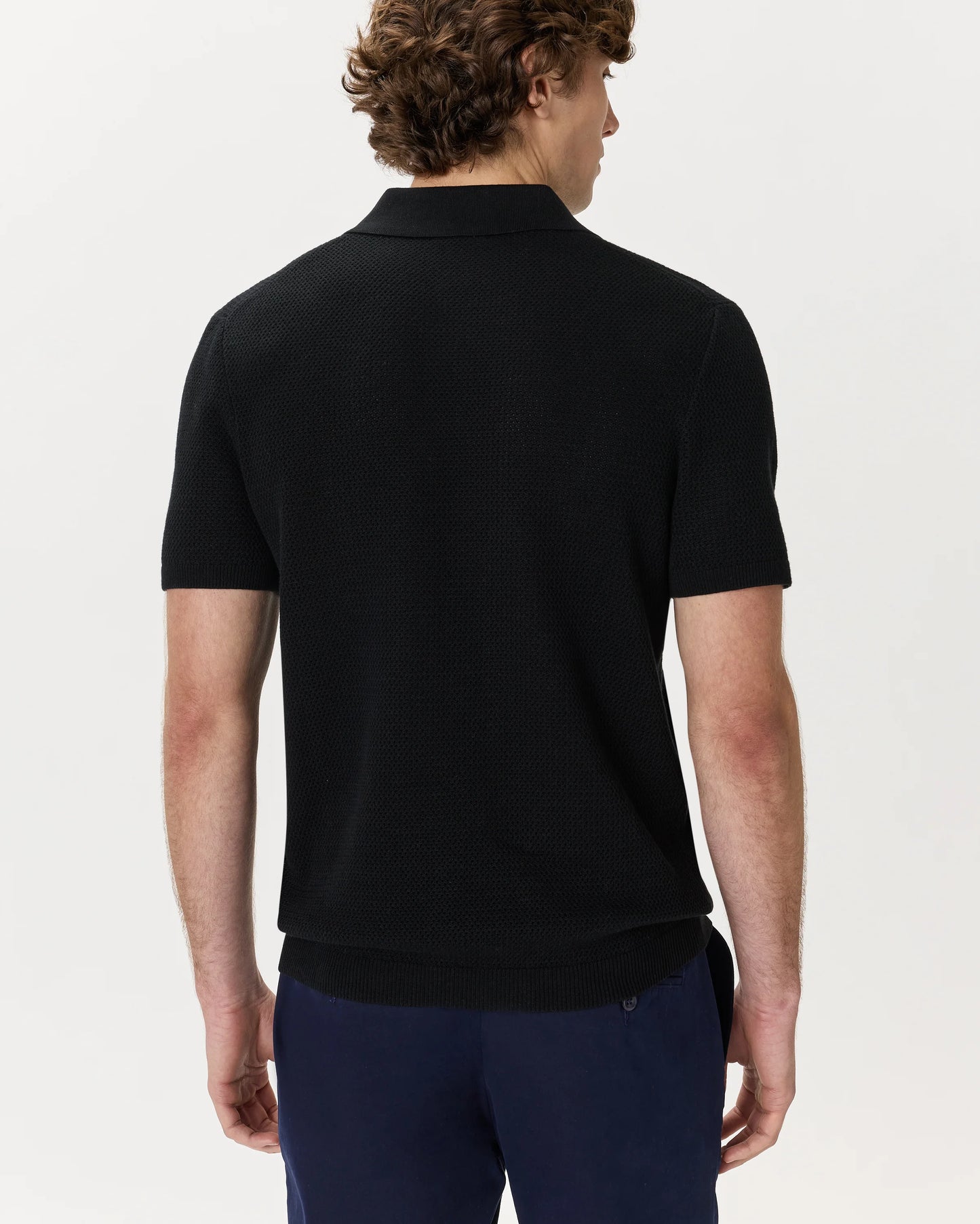 100% Organic Cotton Mesh-Stitch Sweater Polo - XS / Charcoal