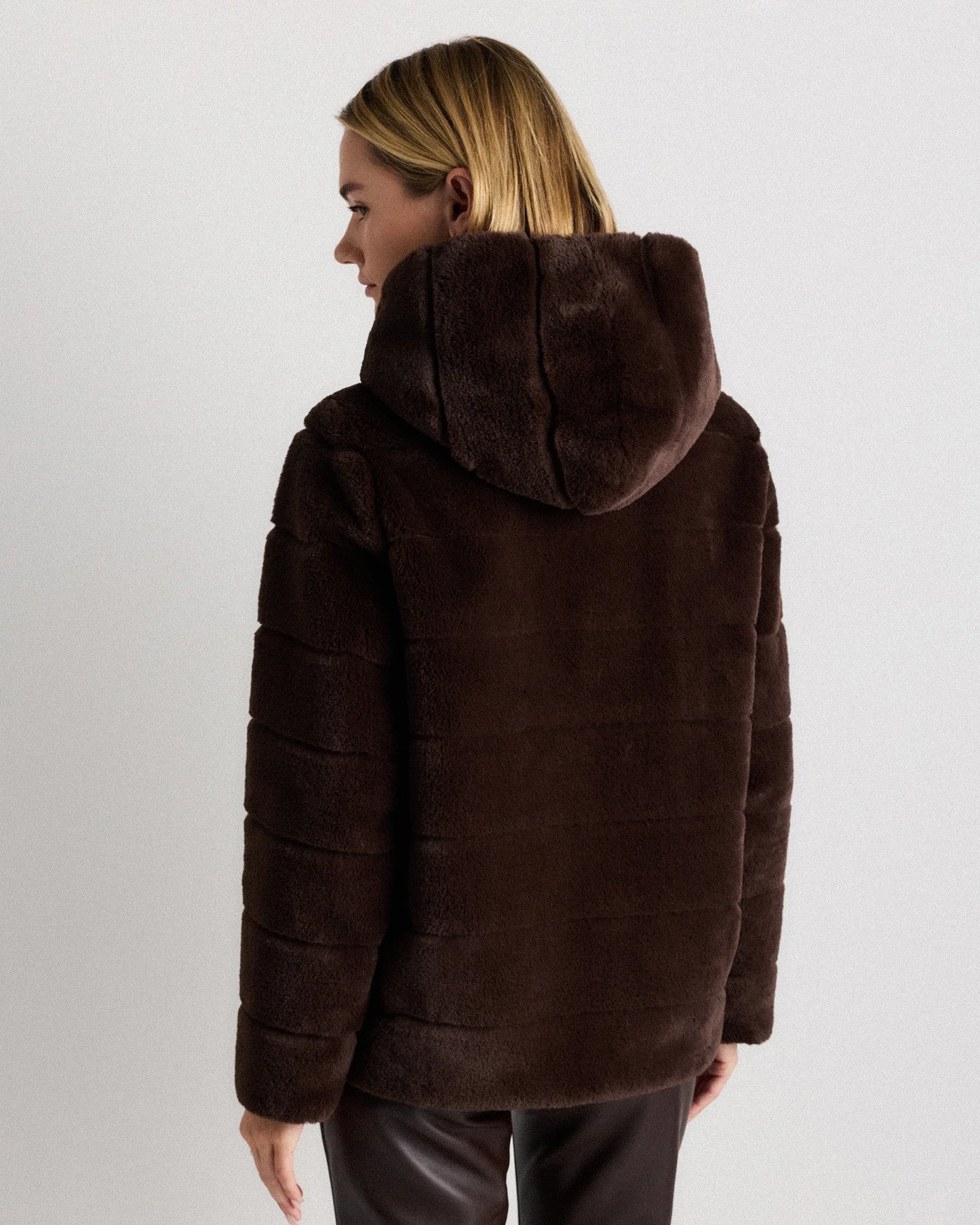 Hooded Faux Fur Jacket - XS / Black