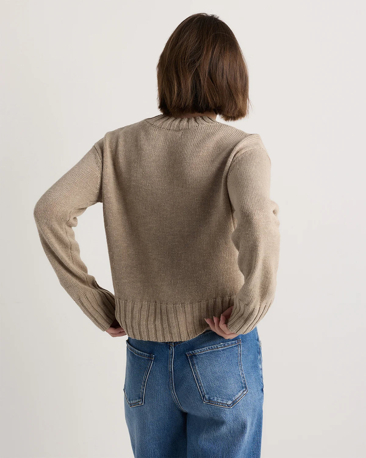 Cotton Linen Relaxed Crew Sweater - XS / Canyon Burnt Orange