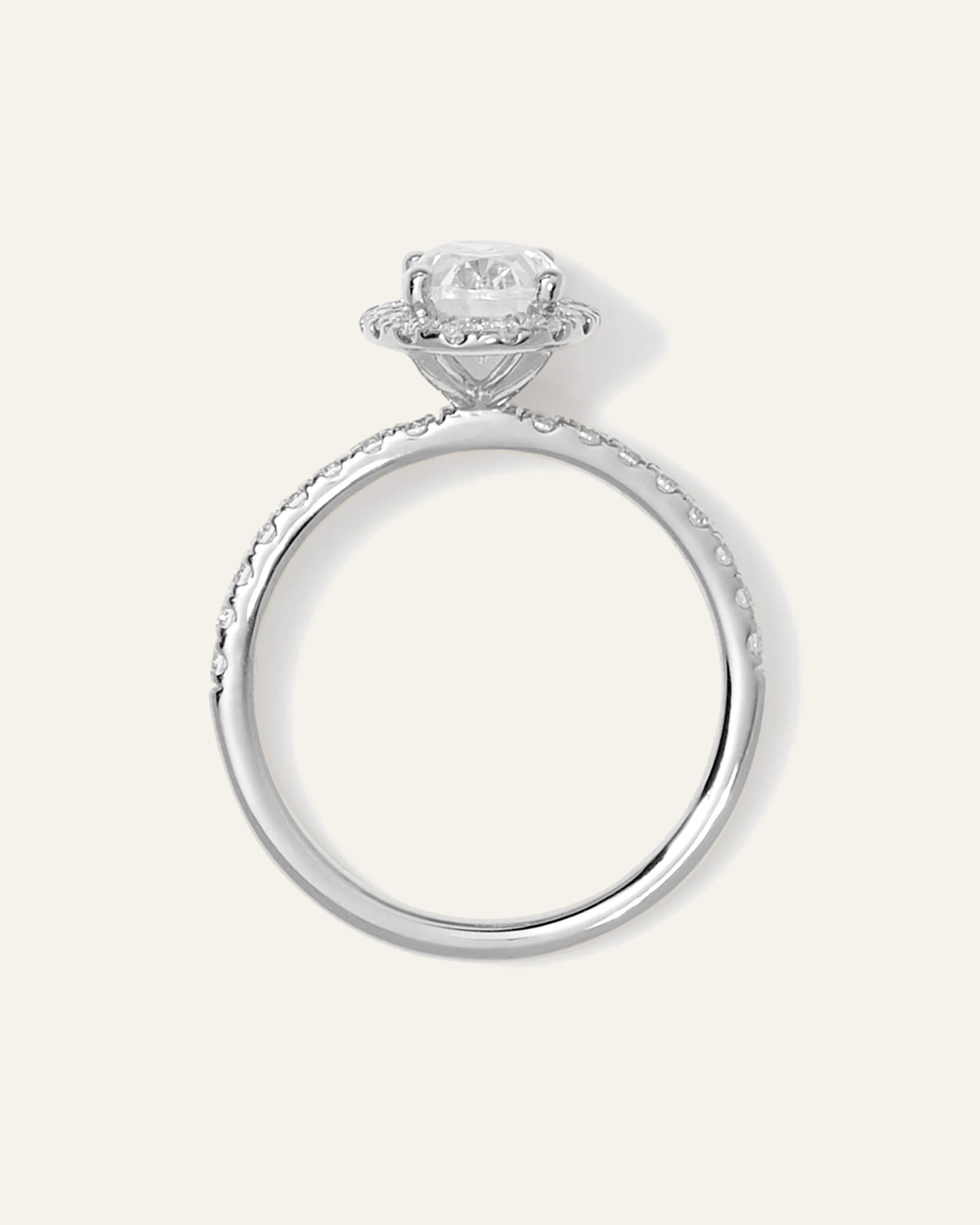Lab Grown Diamond Oval Halo Pave Engagement Ring - 1ct - 4 / Yellow Gold