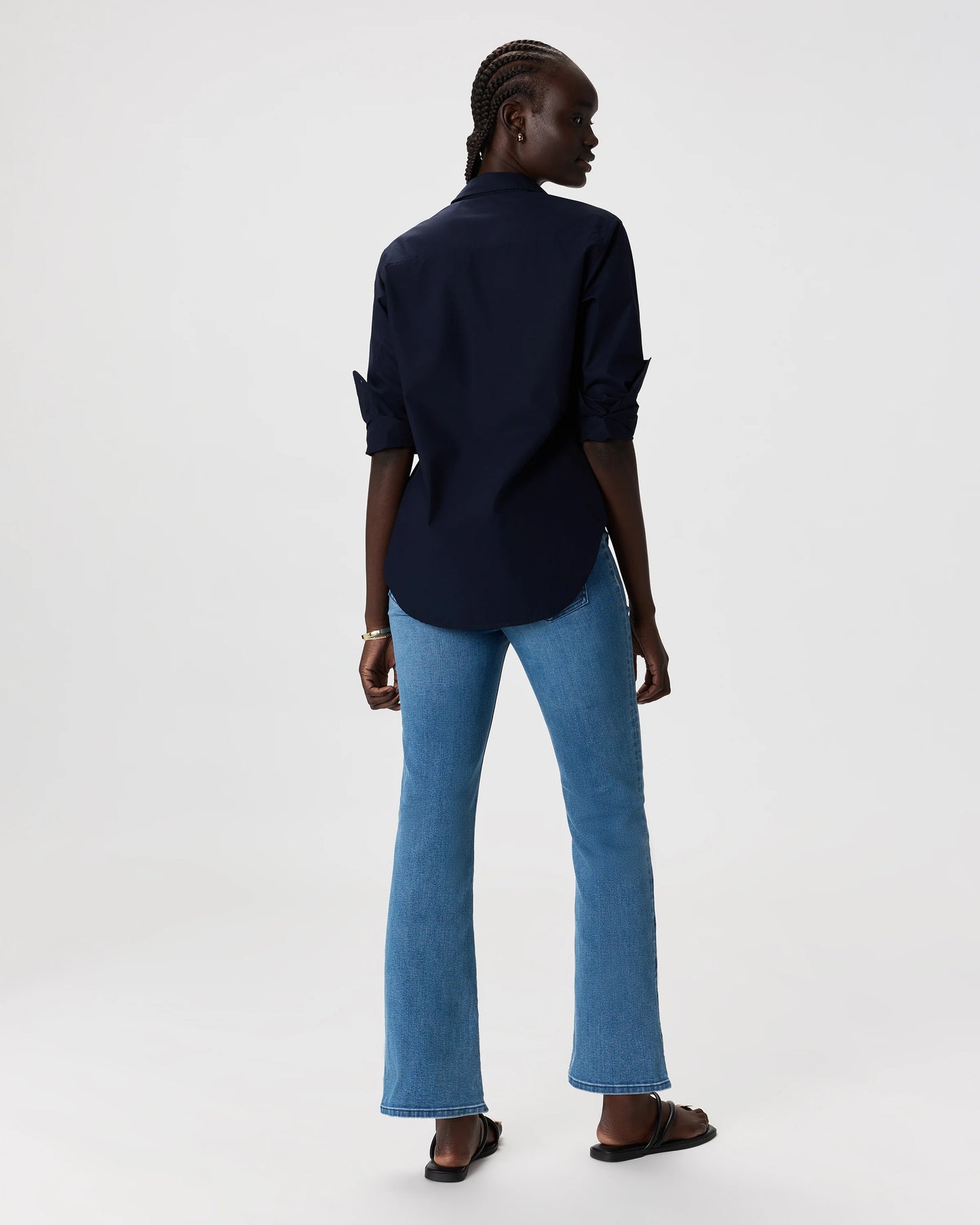 Nina Stretch Pull-On Kick Flare Jeans - XS / Raven Black