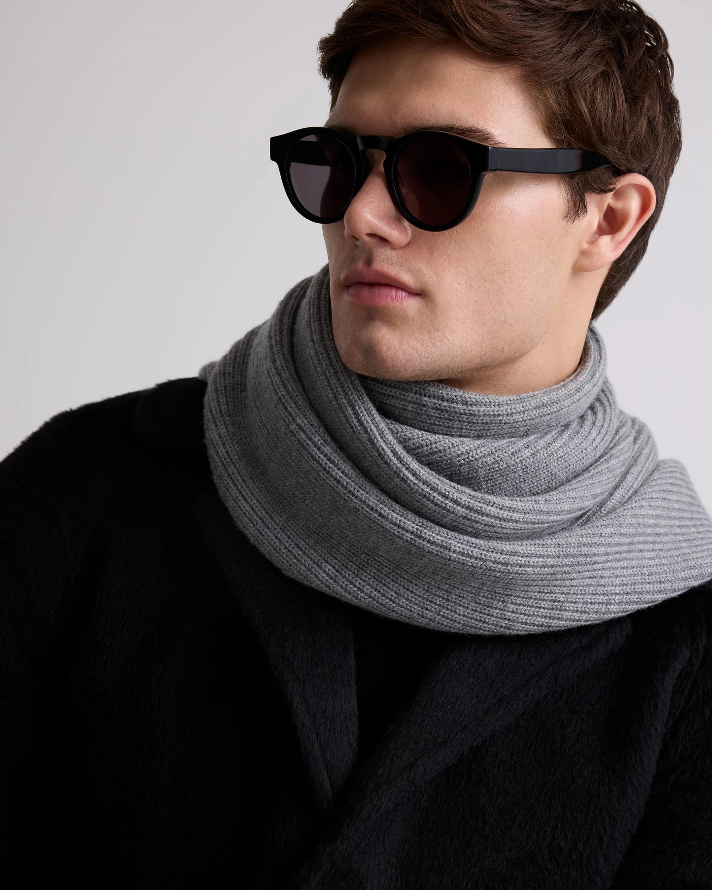 Merino Wool Fisherman Scarf - One Size / Heather Grey