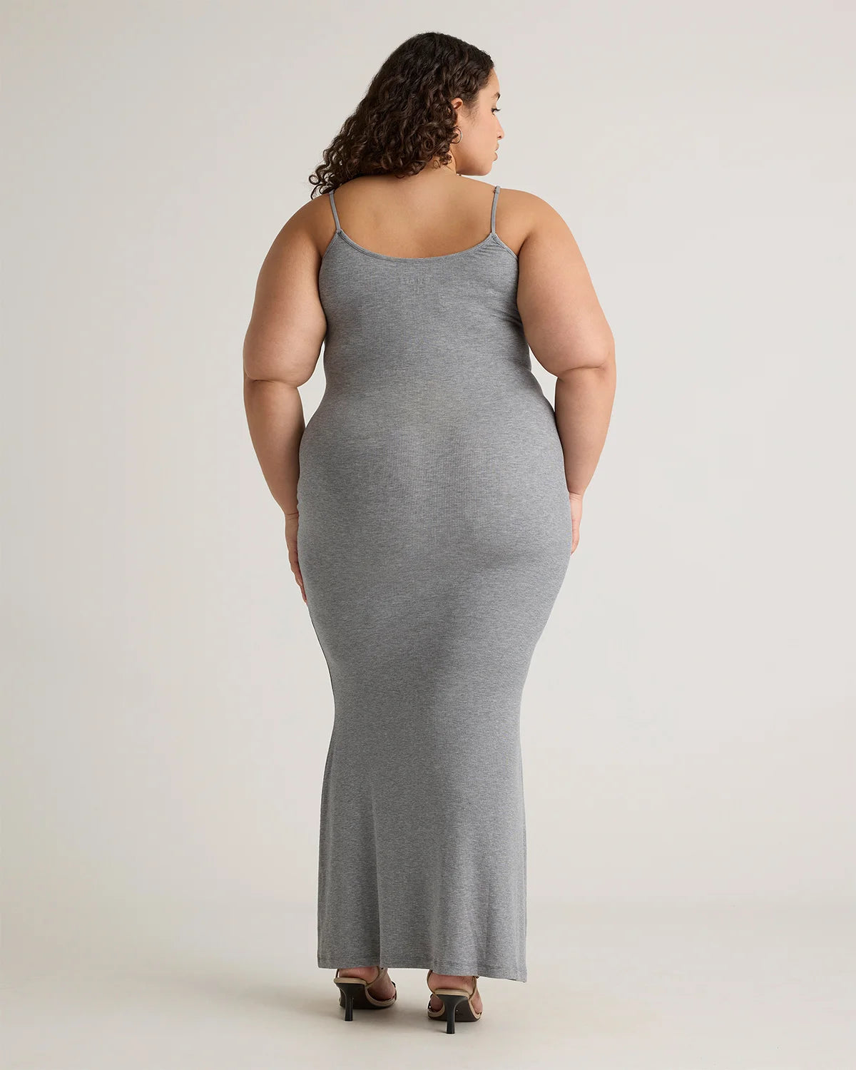 Tencel Rib Knit Maxi Slip Dress - 1X / Black