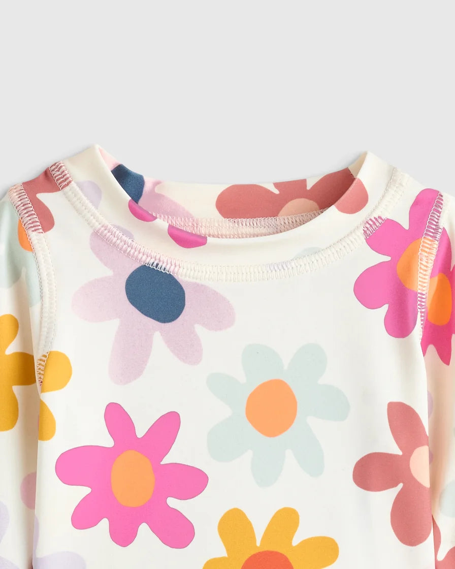Long Sleeve Ruffle Rash Guard Two-Piece Swimsuit - 6-9M / Poolside Floral