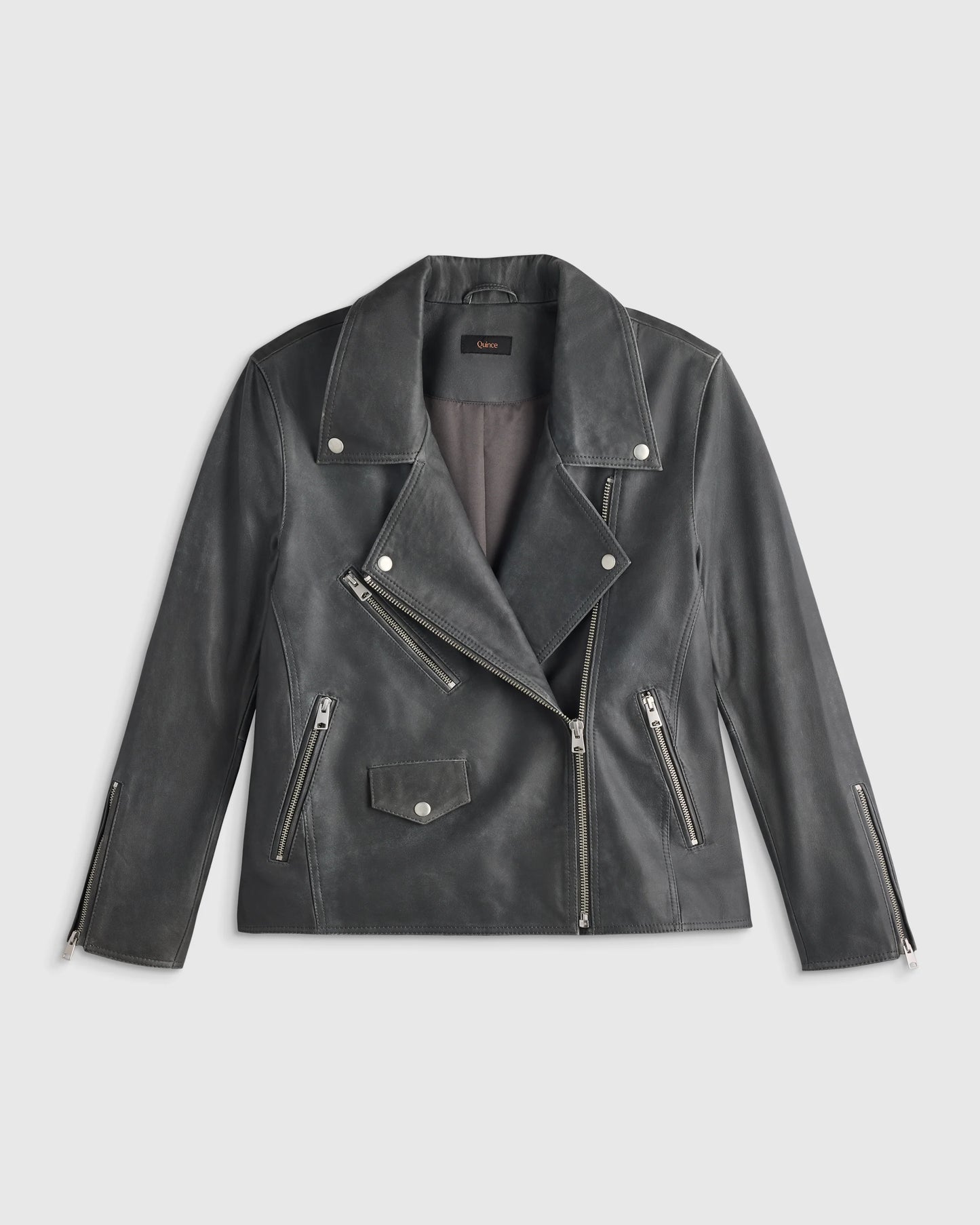 100% Leather Oversized Biker Jacket - XS / True Black