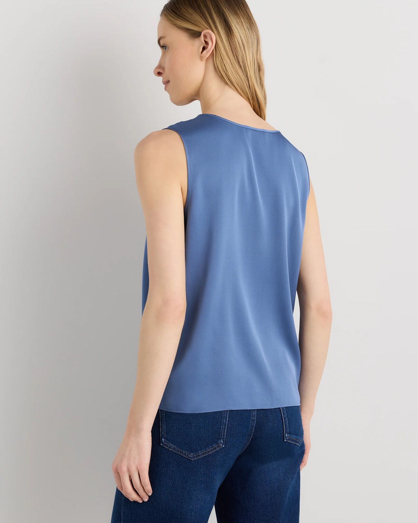 Washable Stretch Silk Tank - XS / Navy