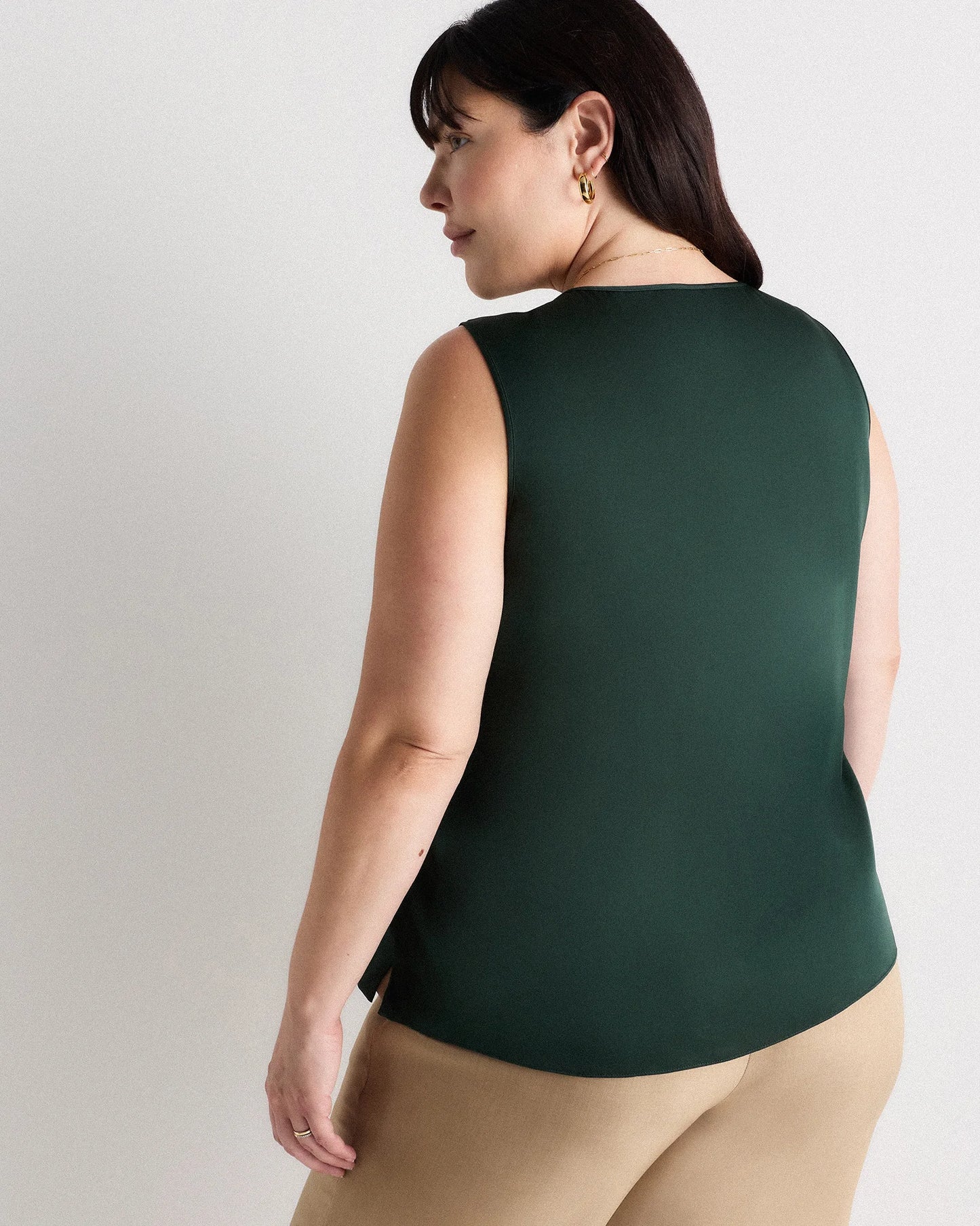 Washable Stretch Silk Tank - 1X / Navy