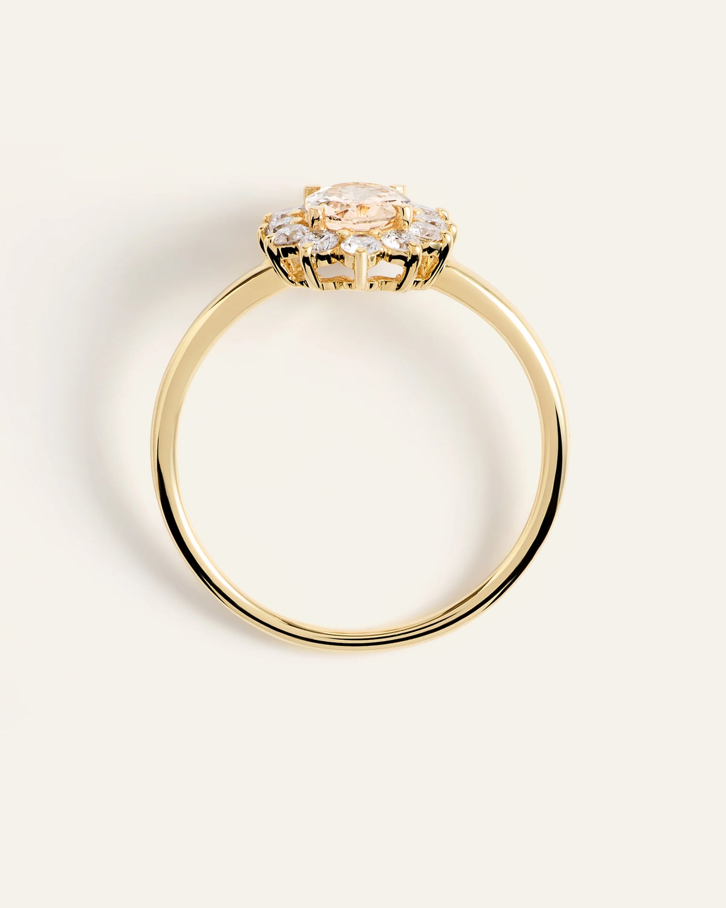 14K Gold Lab Grown Diamond and Morganite Halo Ring - 4 / White Gold