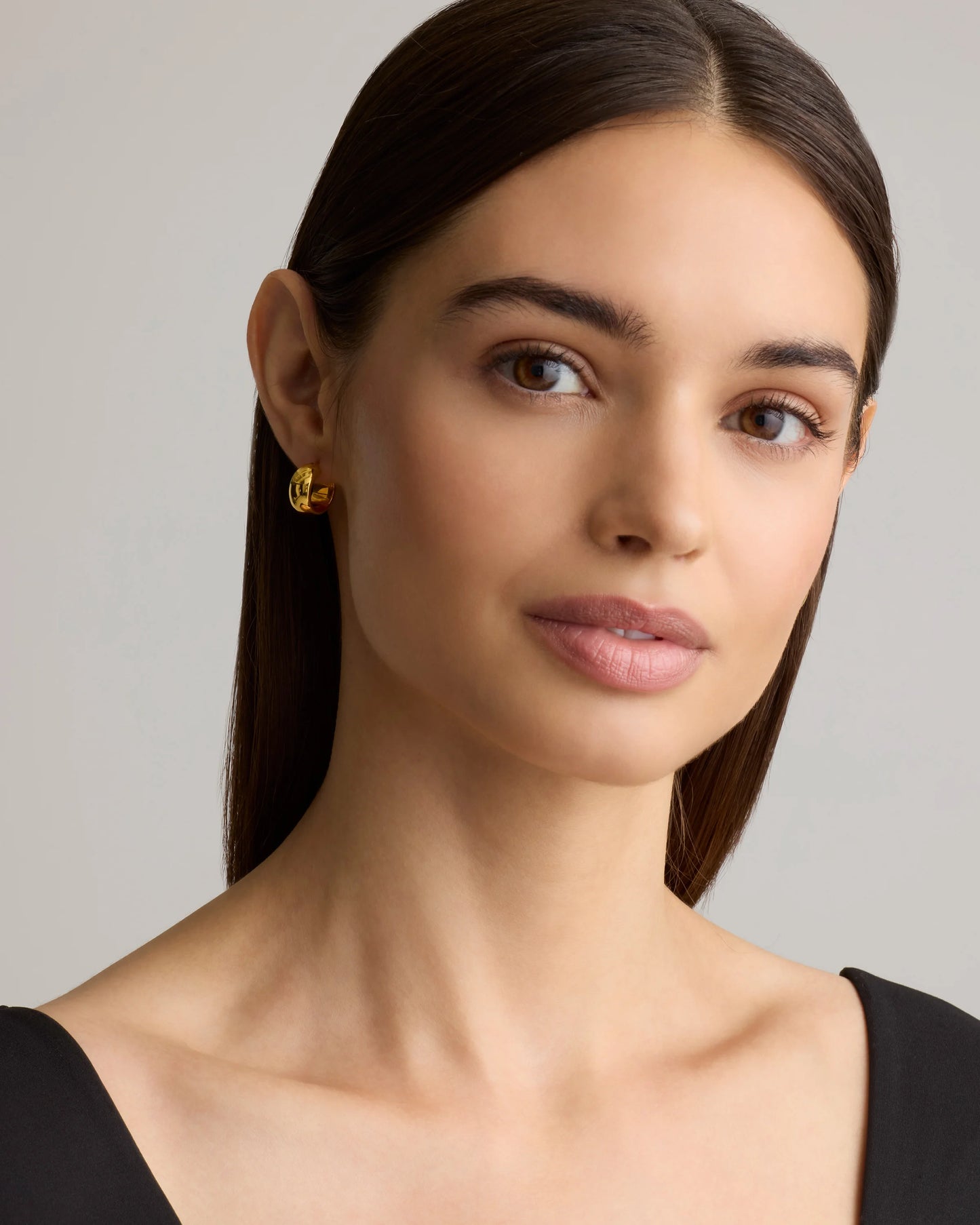 14K Gold Wide Huggies - One Size / Yellow Gold