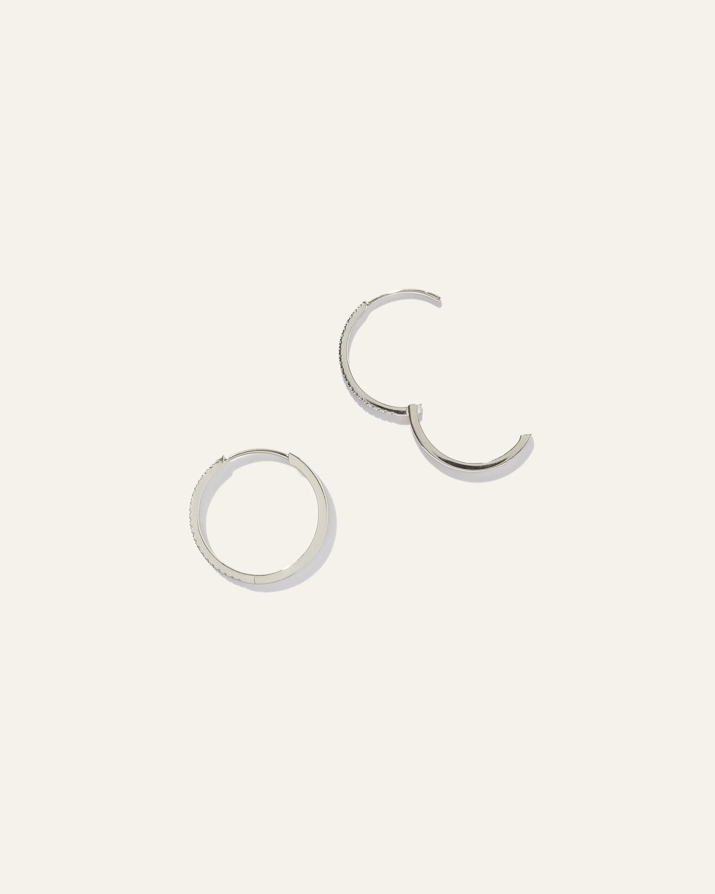 14K Gold Diamond Pave Hoops - One Size / Yellow Gold