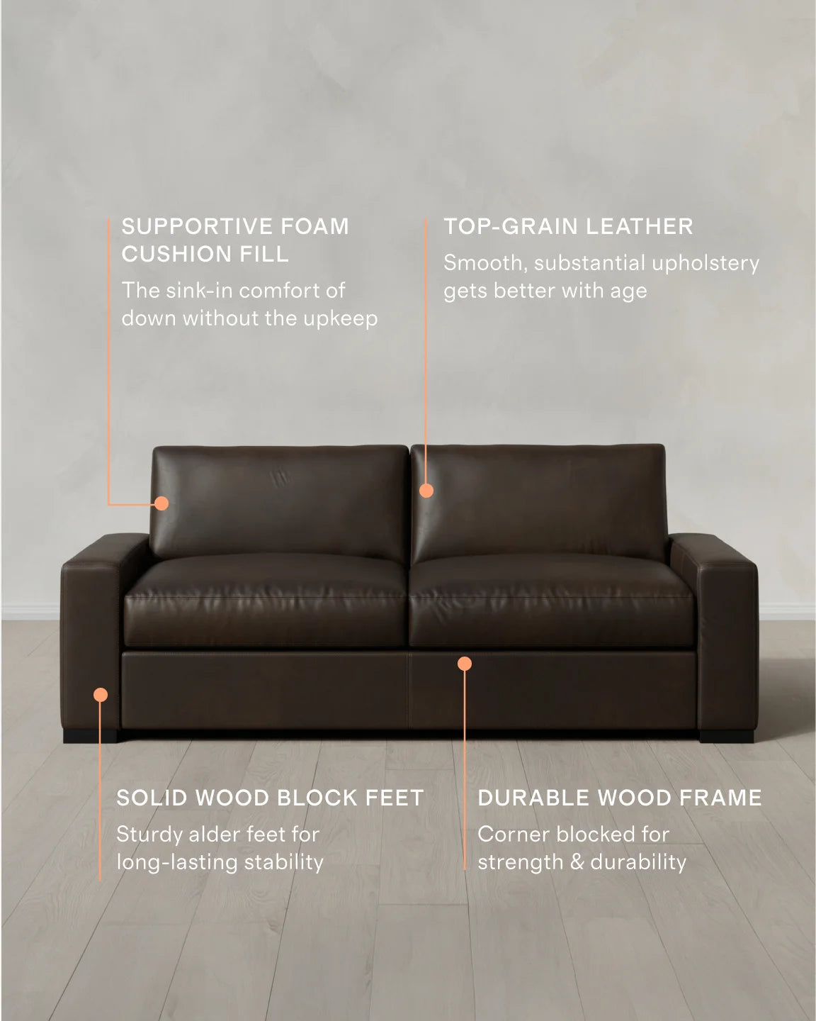 Stillman Sofa in Leather - 7ft / Auburn
