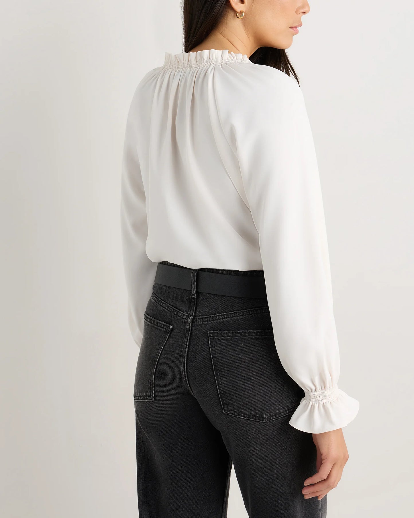 Drapey Chiffon Split Neck Long Sleeve Blouse - XS / Barolo Burgundy