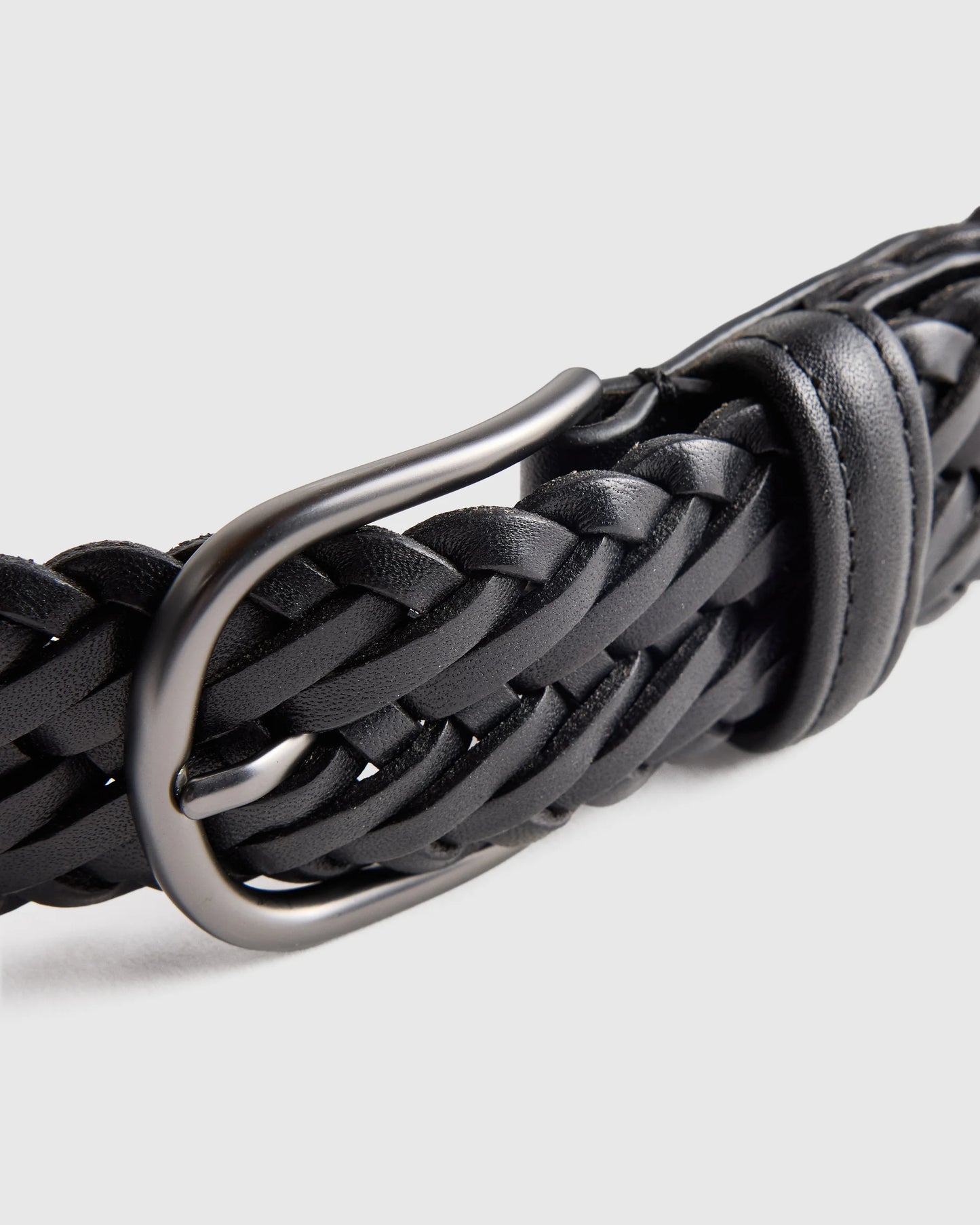 Jack Italian Leather Woven Belt - 30 / Hickory