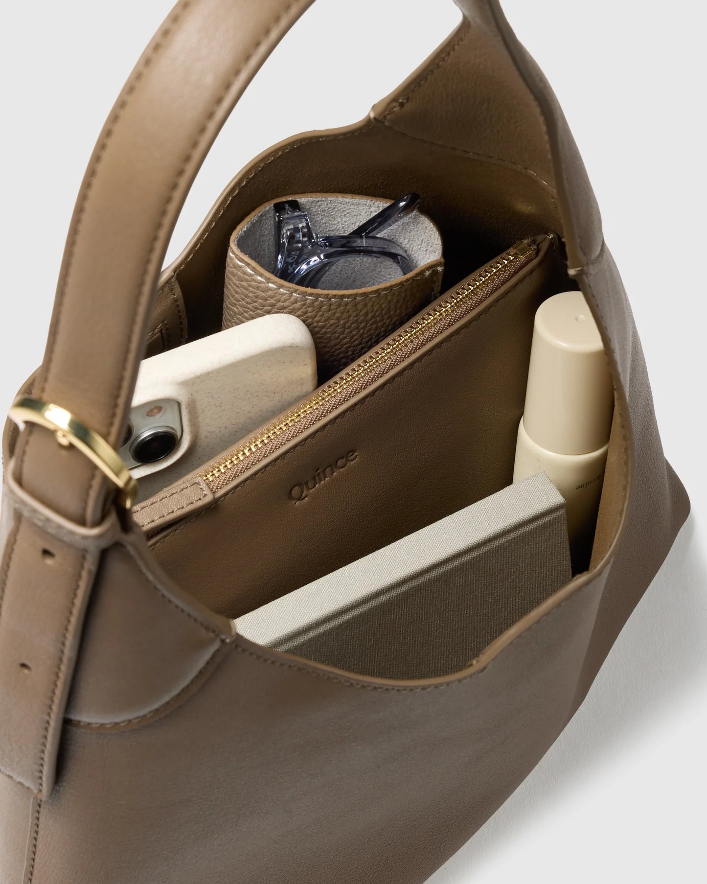 Full-Grain Leather Small Shoulder Bag - One Size / Black